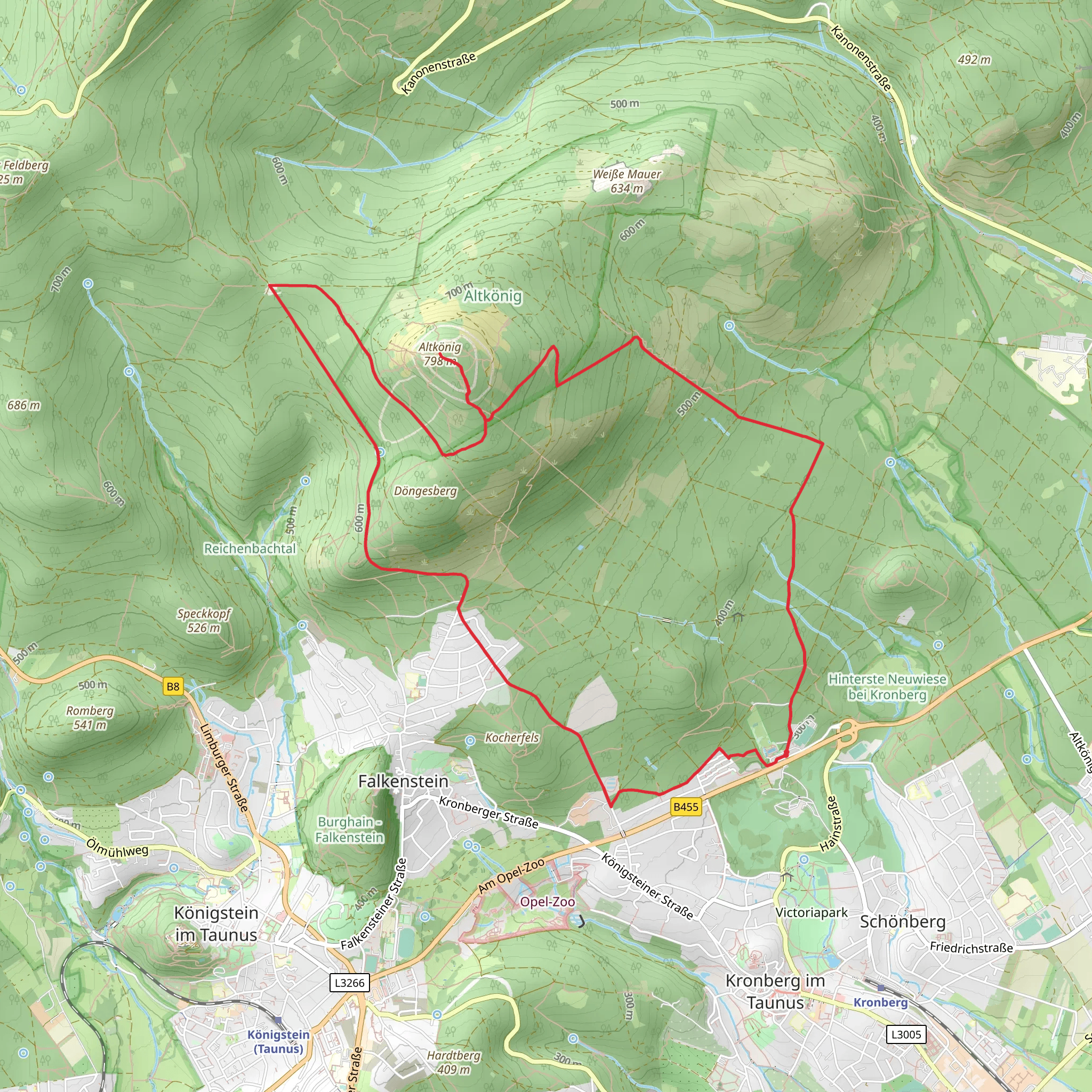 Altkönig via Taunusklub Route mobile static map