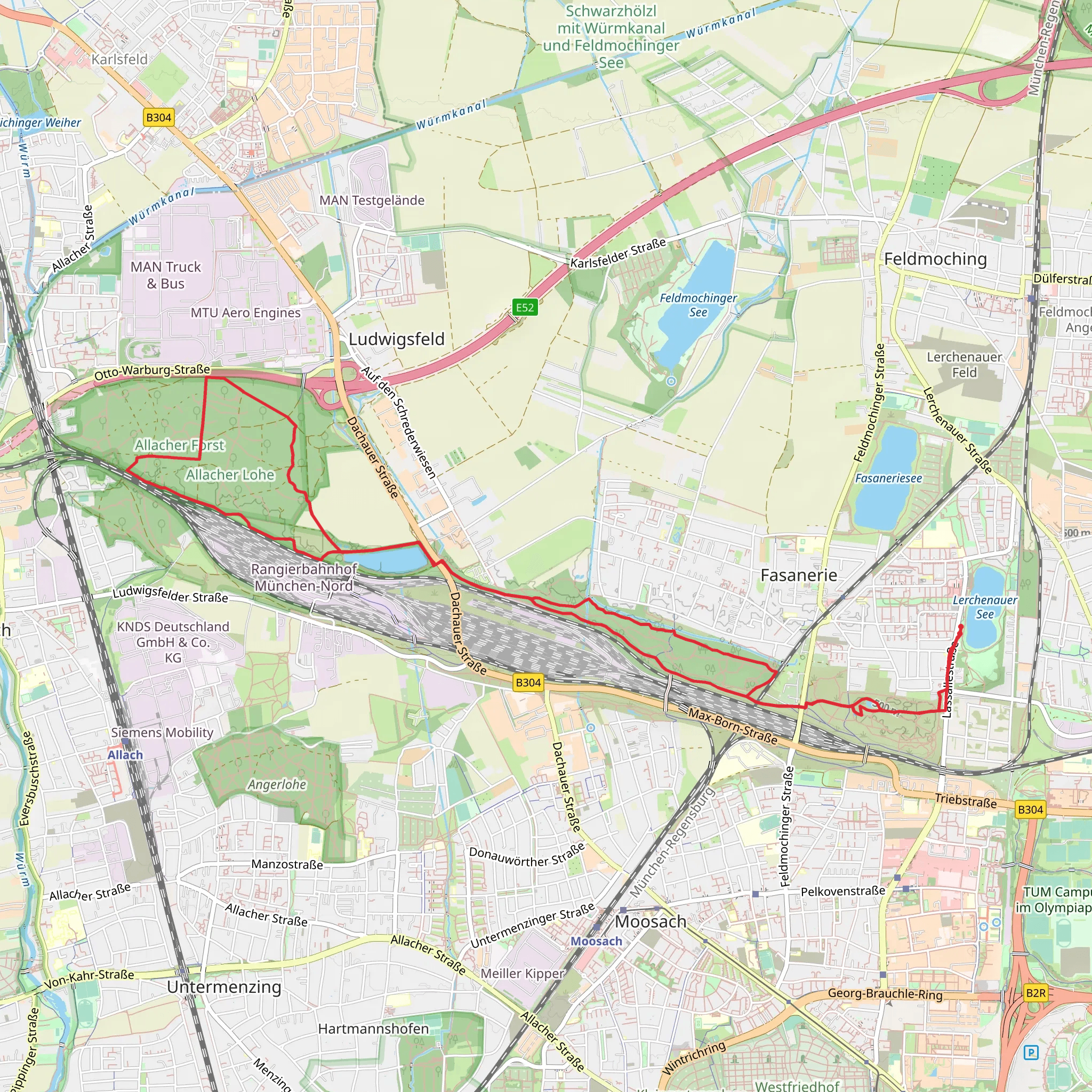 Landschaftssee and Allacher Lohe via Lerchenauer See mobile static map