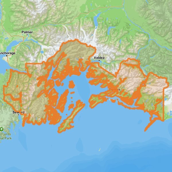 Chugach National Forest mobile static map