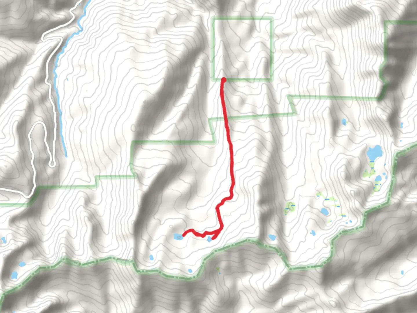 An image depicting the trail Fox Creek Lake and Mavis Lake and its surrounding area.