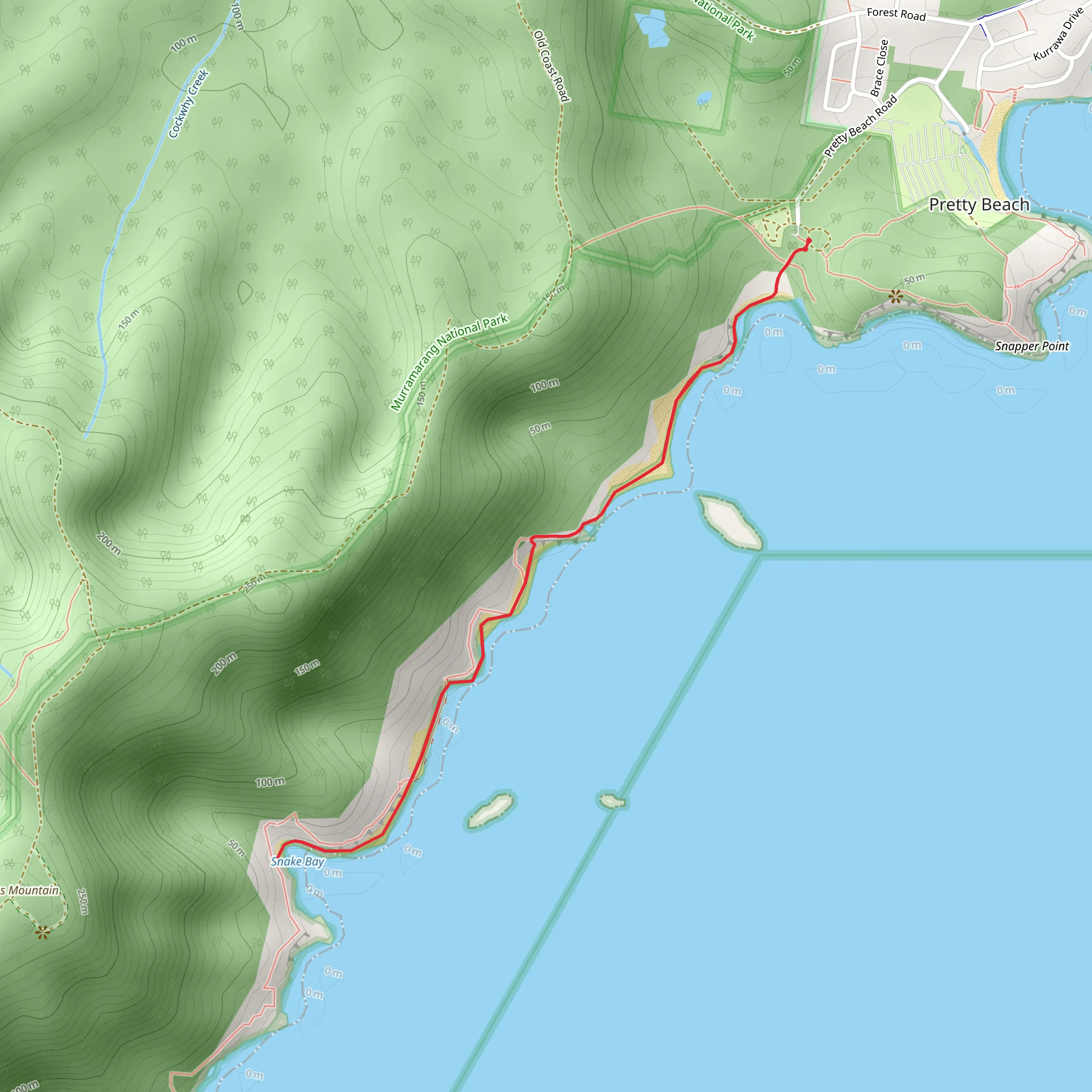 Pretty Beach to Snake Bay Track mobile static map