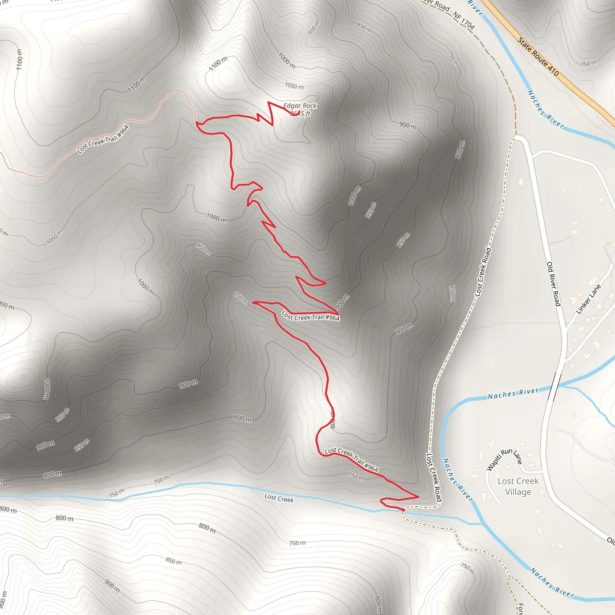 Edgar Rock via Lost Creek Trail mobile static map