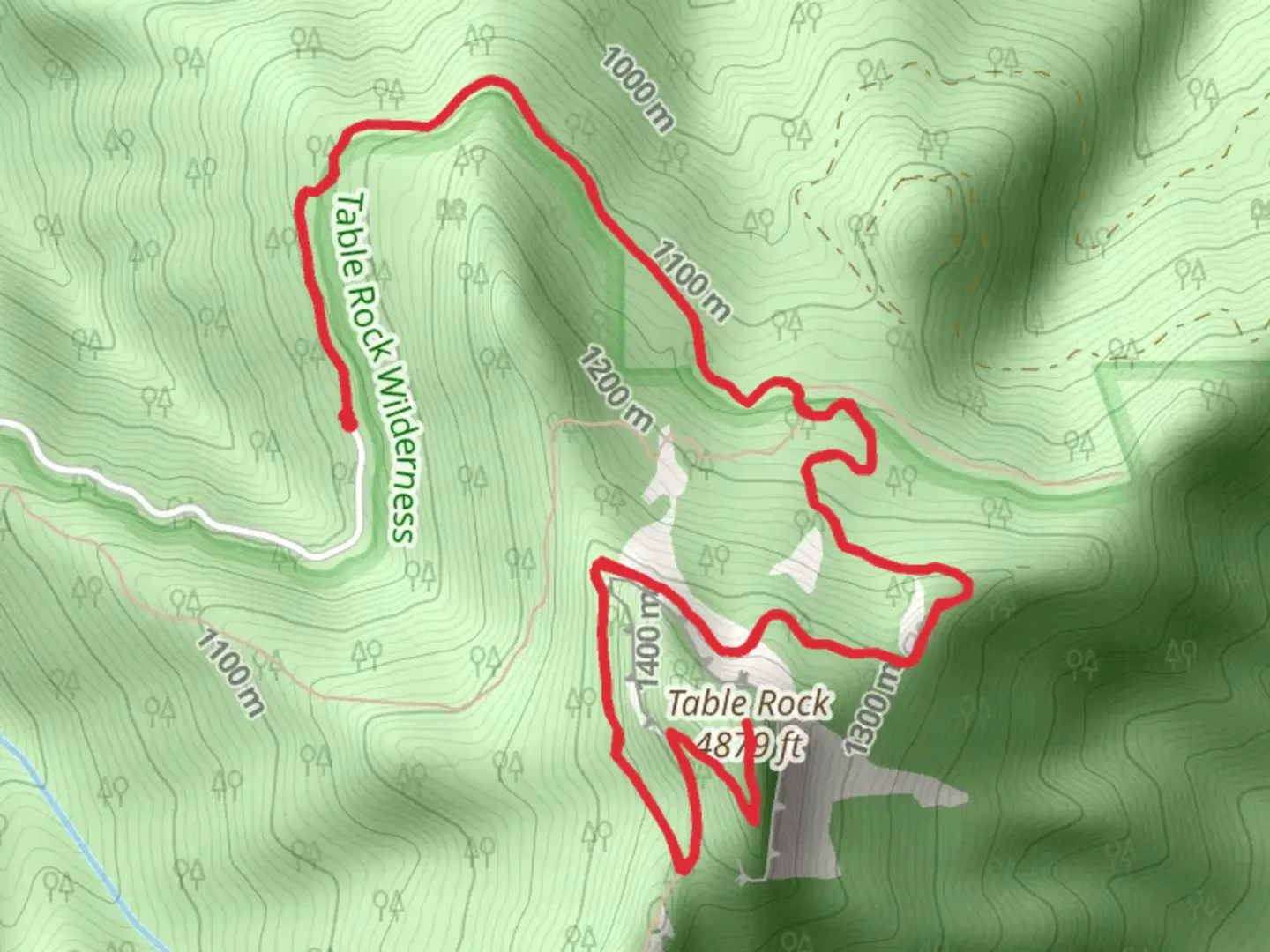 An image depicting the trail Table Rock Trail and its surrounding area.
