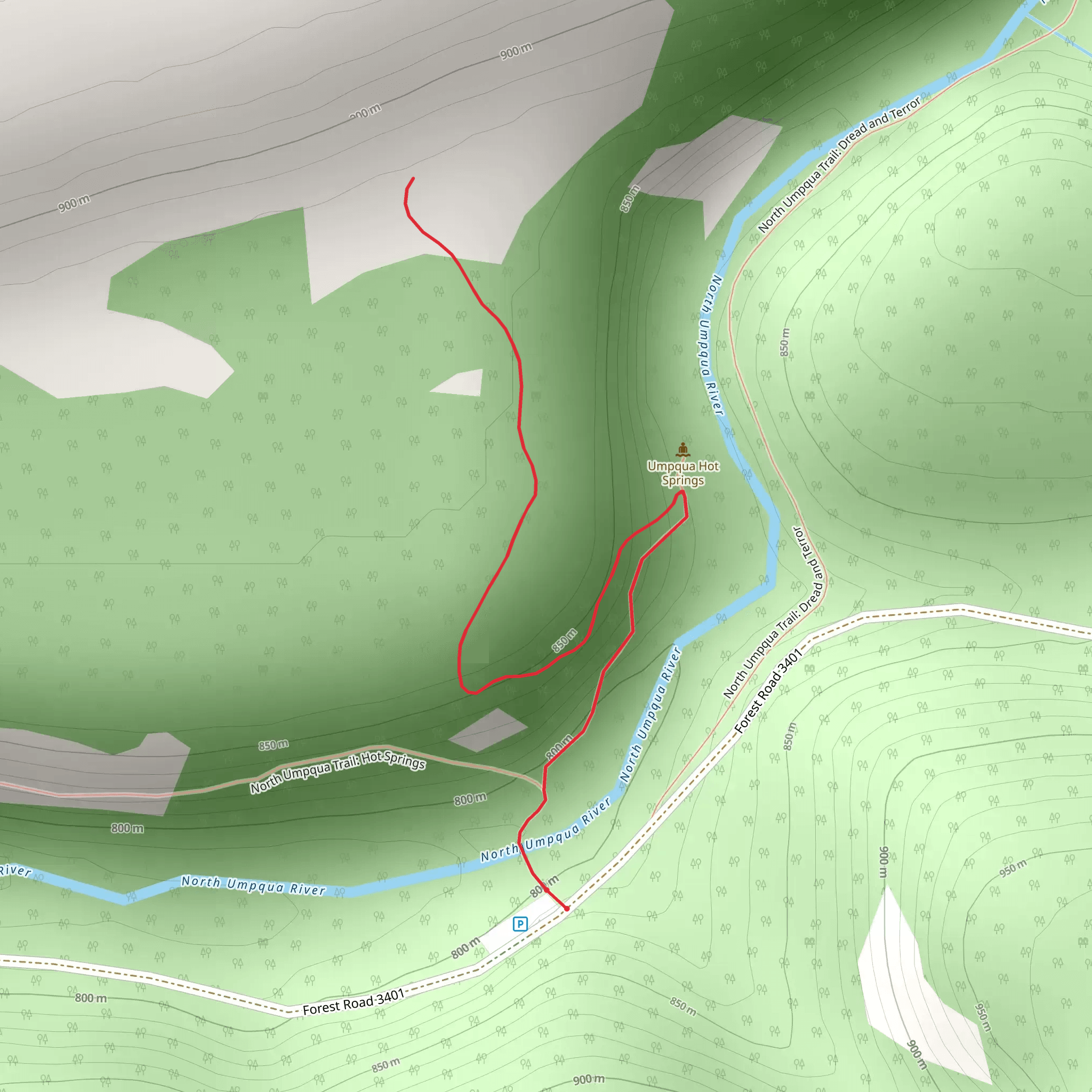 Umpqua Hot Springs Trail mobile static map