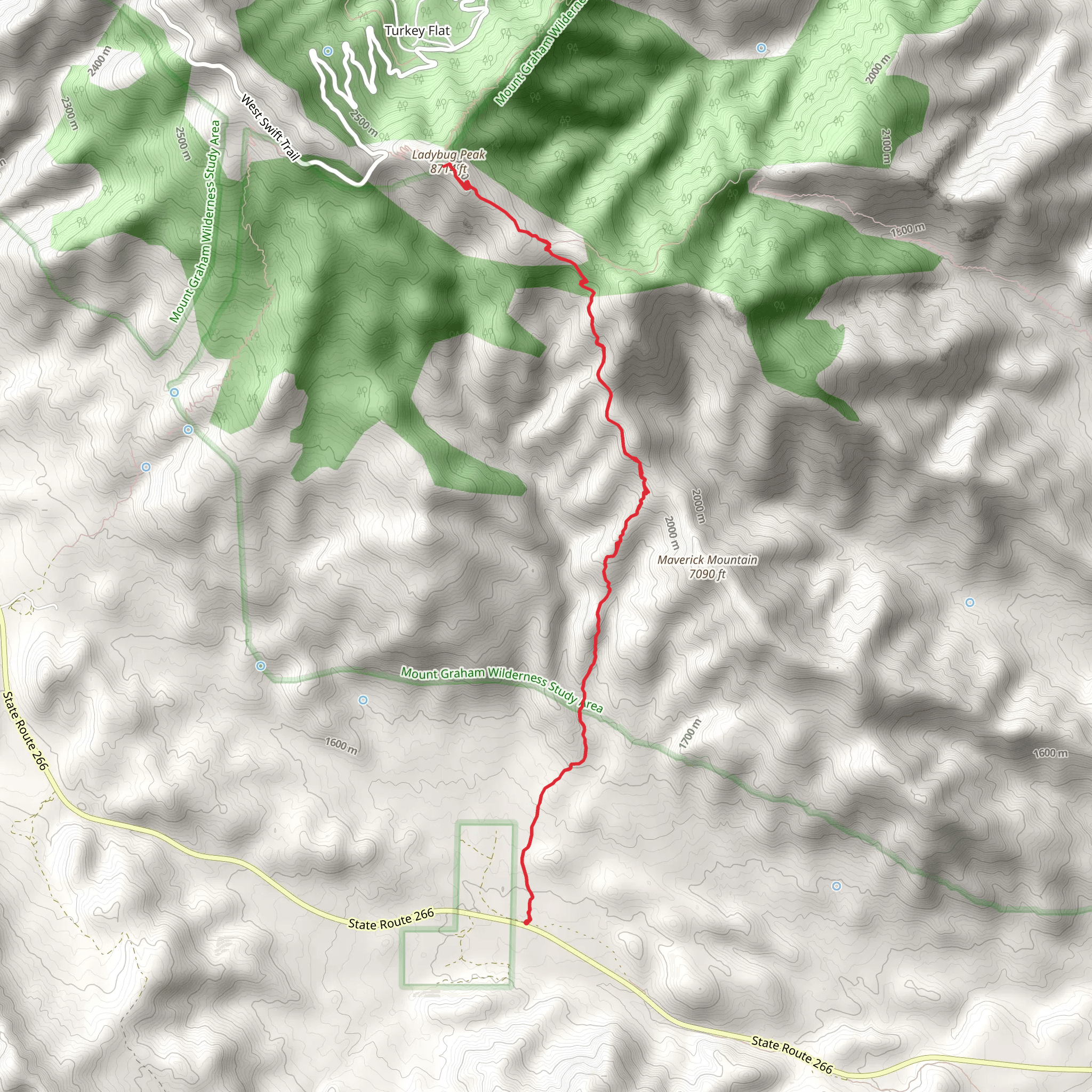 Ladybug Peak via Bear Canyon Trail mobile static map