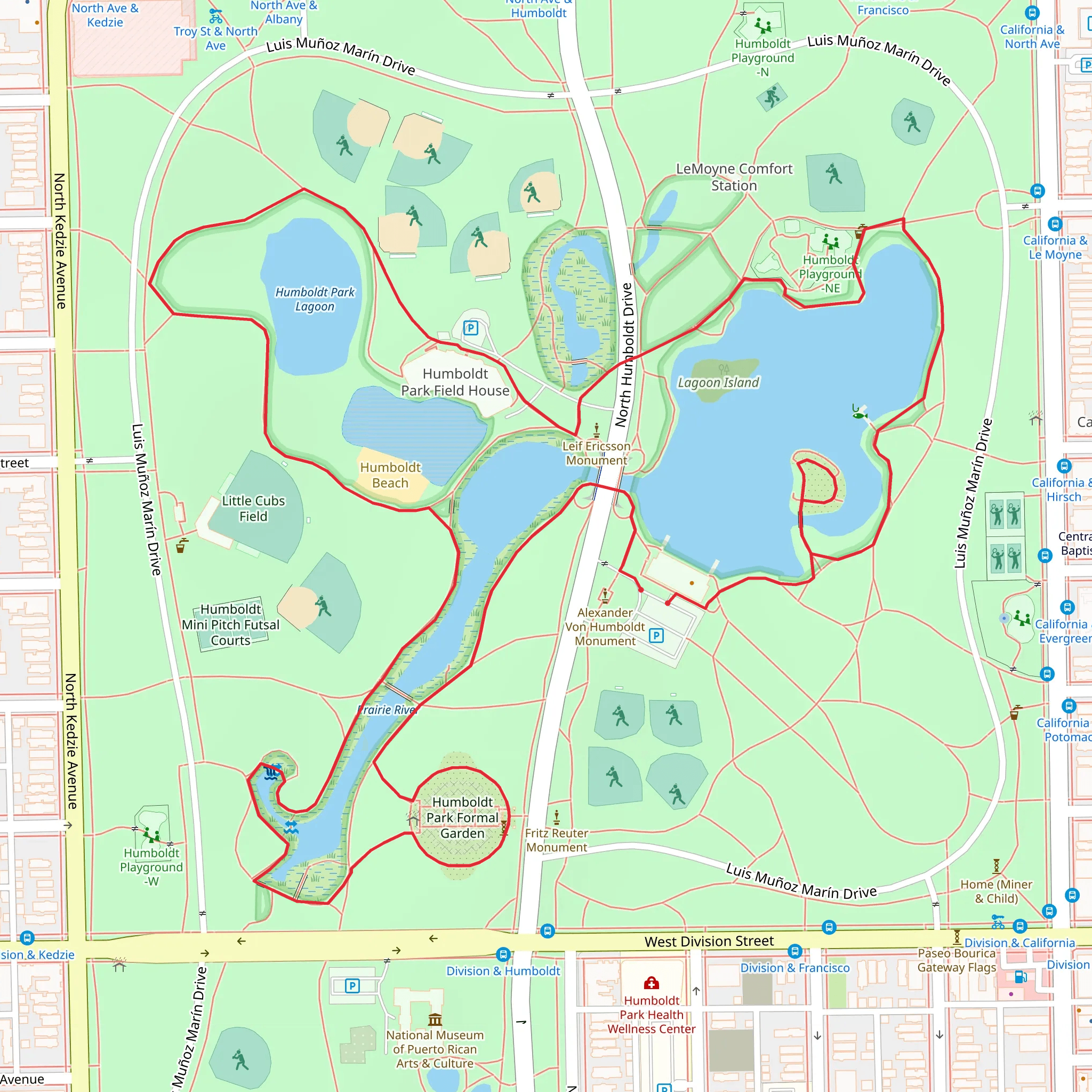 Humboldt Park Lagoons Loop mobile static map