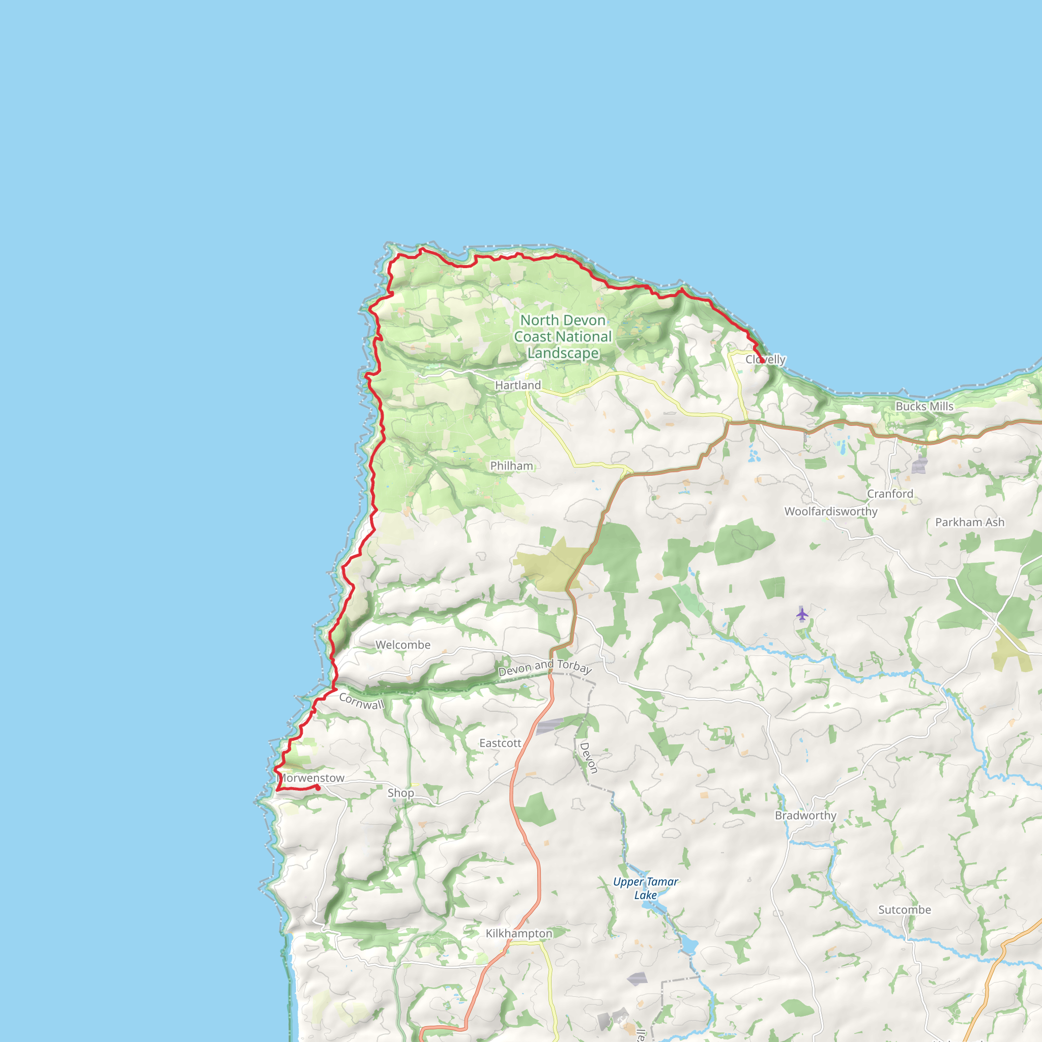 Blackchurch Rock, Speke's Mill Mouth Waterfall, Marsland Cliff and Hawker's Hut Walk mobile static map