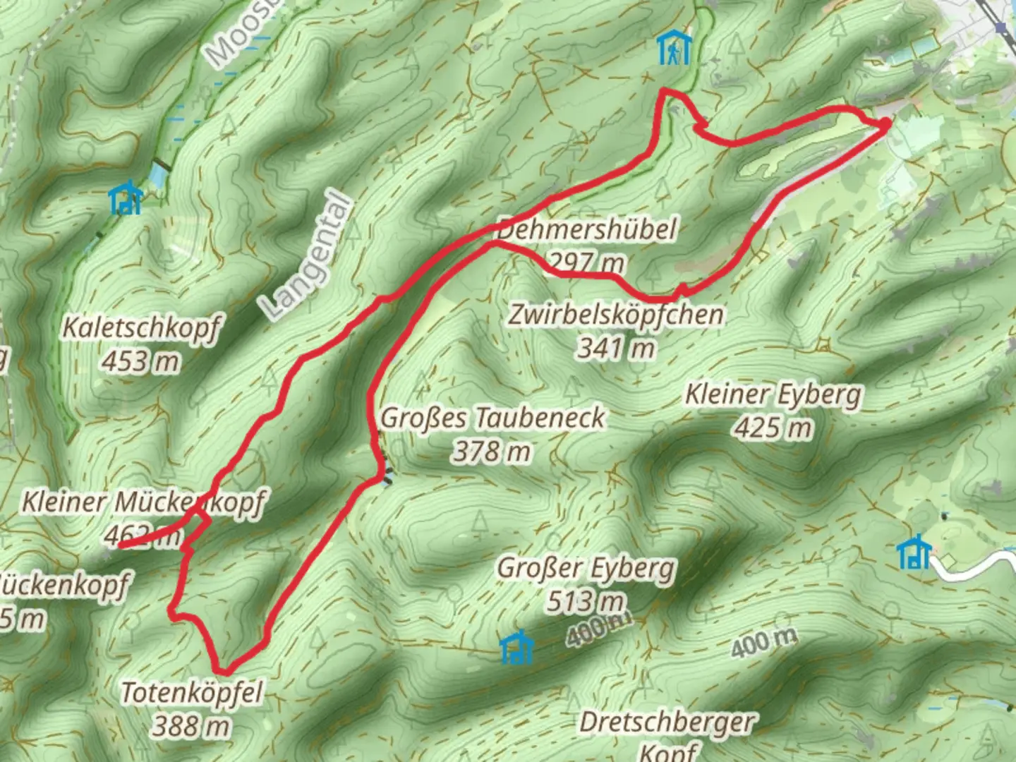 An image depicting the trail Dehmershübel and Edersberg Loop and its surrounding area.