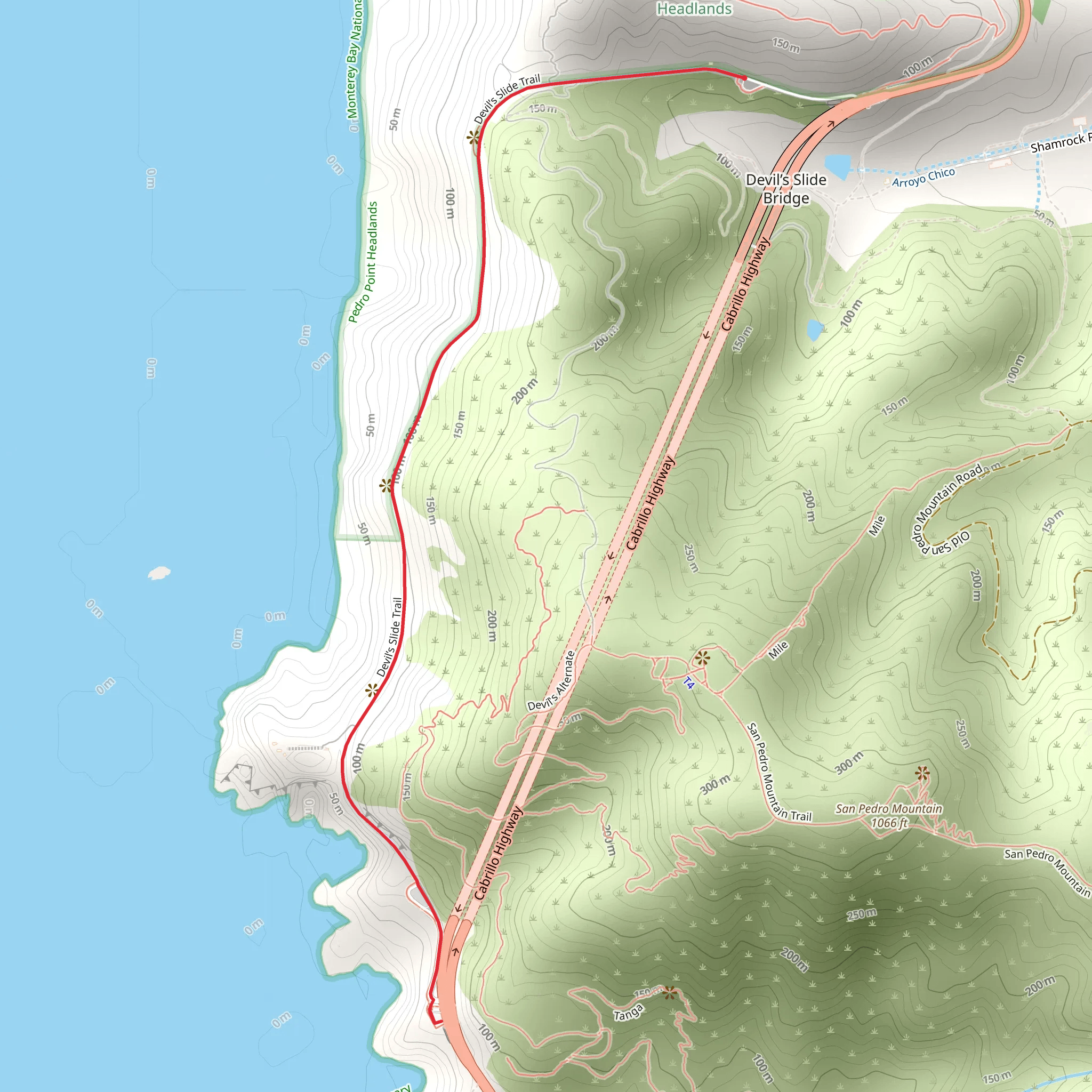 Devil’s Slide Trail mobile static map