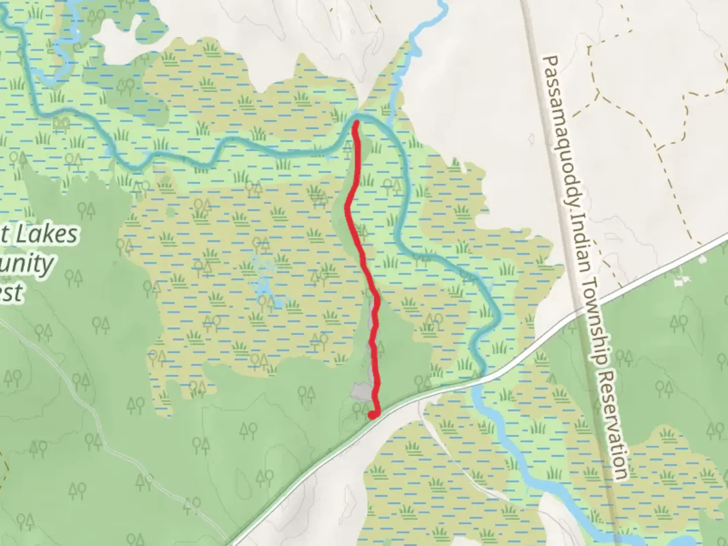 An image depicting the trail Musquash Esker Trail and its surrounding area.
