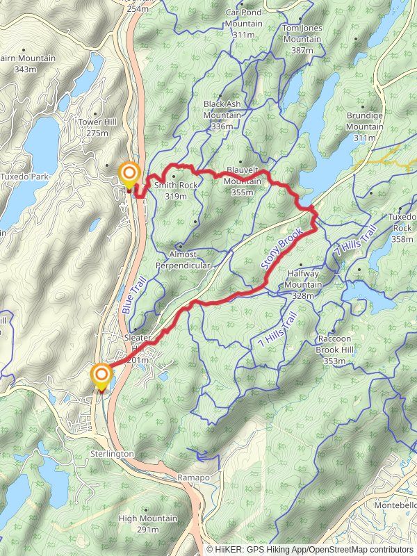 Tuxedo to Sloatsburg mobile static map