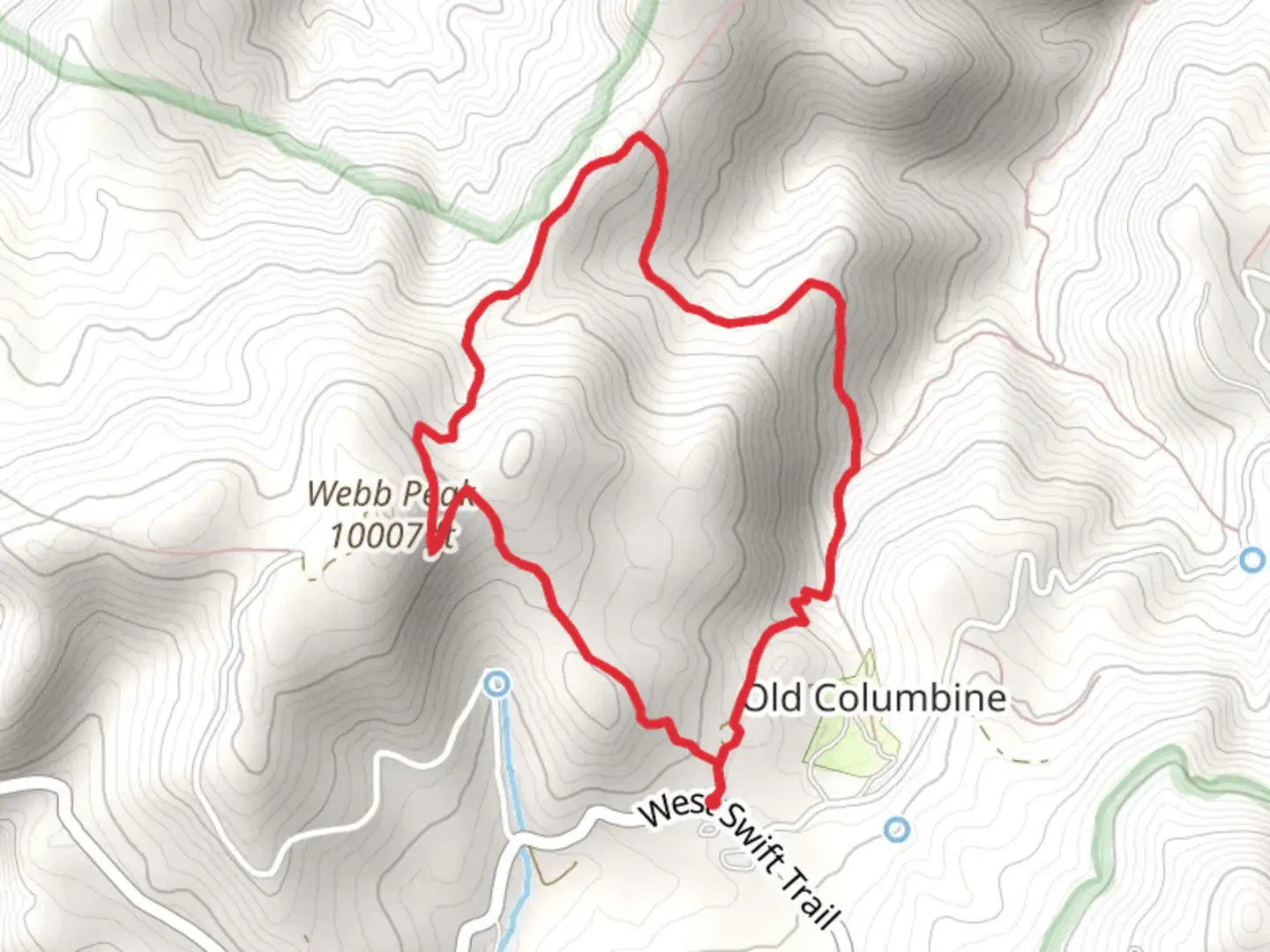 An image depicting the trail Webb Peak Loop and its surrounding area.