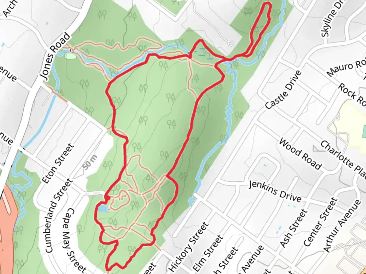 An image depicting the trail Flat Rock Brook Nature Center Loop and its surrounding area.