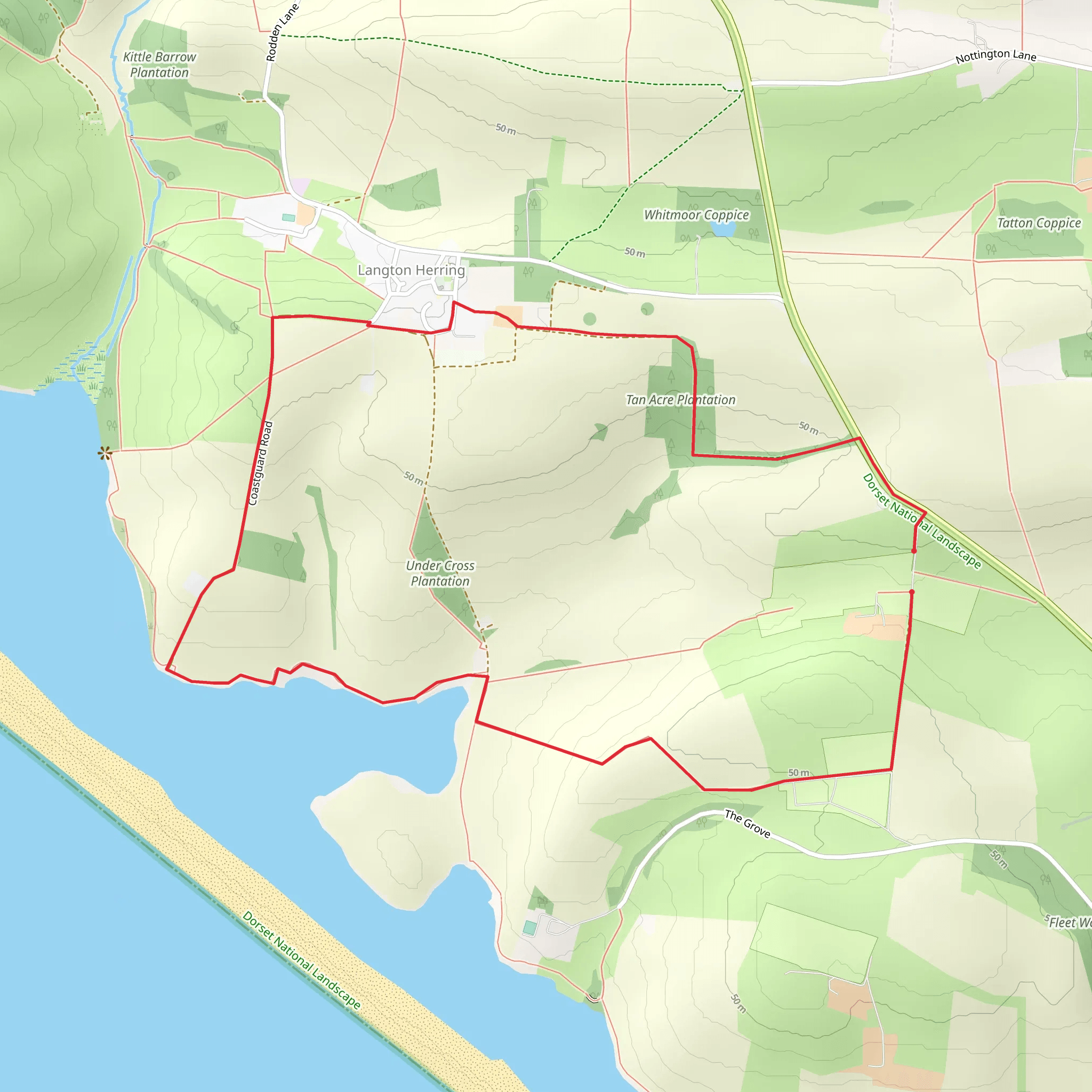 Langton Herring Walk from Bagwell Farm Walk mobile static map