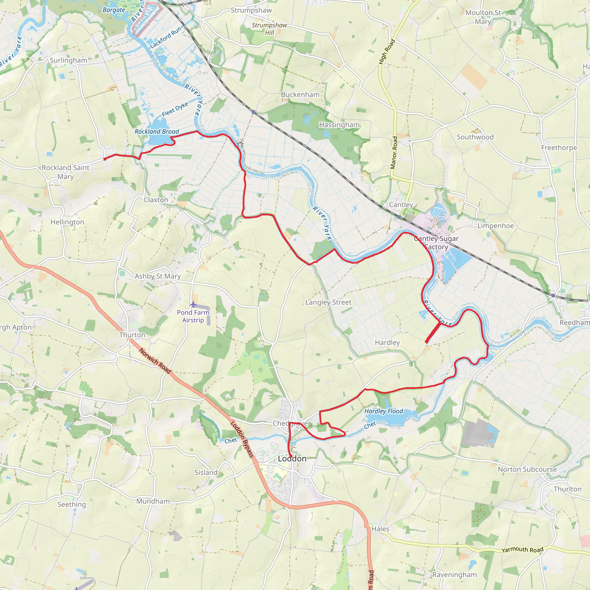 River Yare and Hardley Flood via Wherryman's Way mobile static map