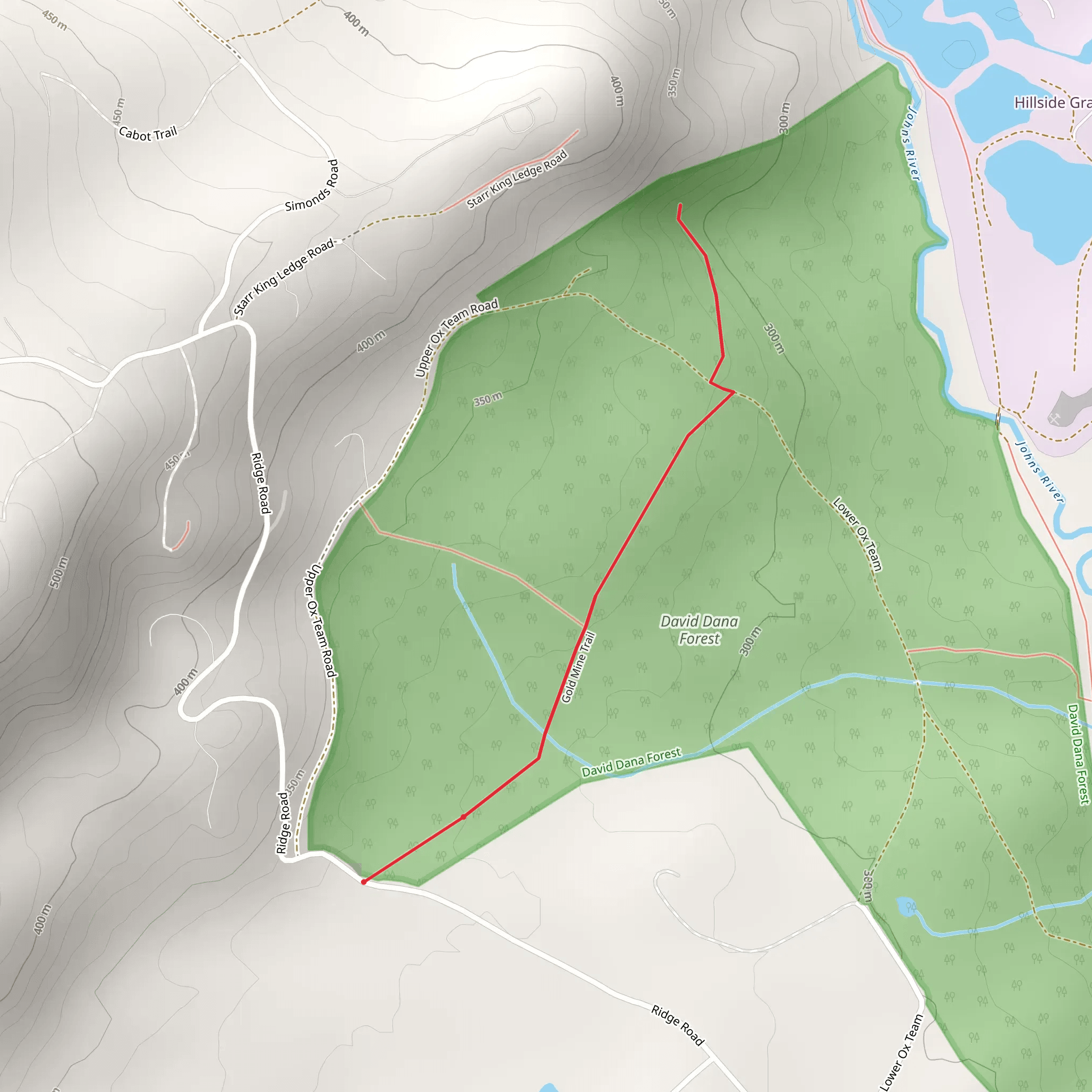 David Dana Forest from Ridge Road mobile static map