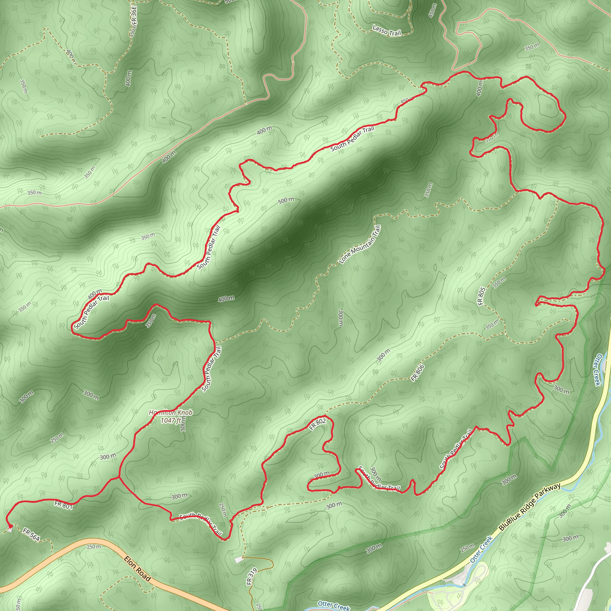 South Pedlar Trail mobile static map