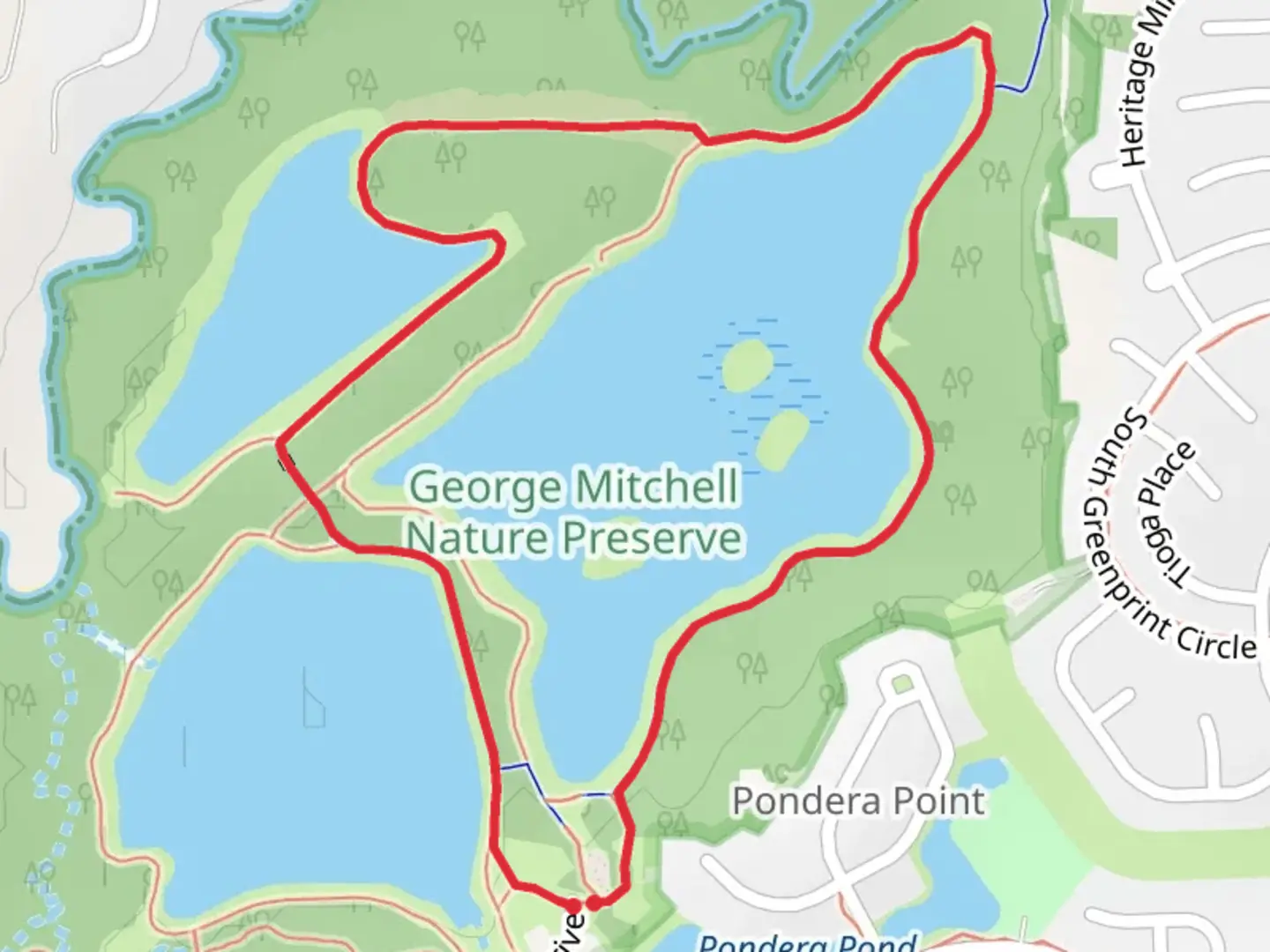 An image depicting the trail Spring Creek Nature Loop Trail and its surrounding area.