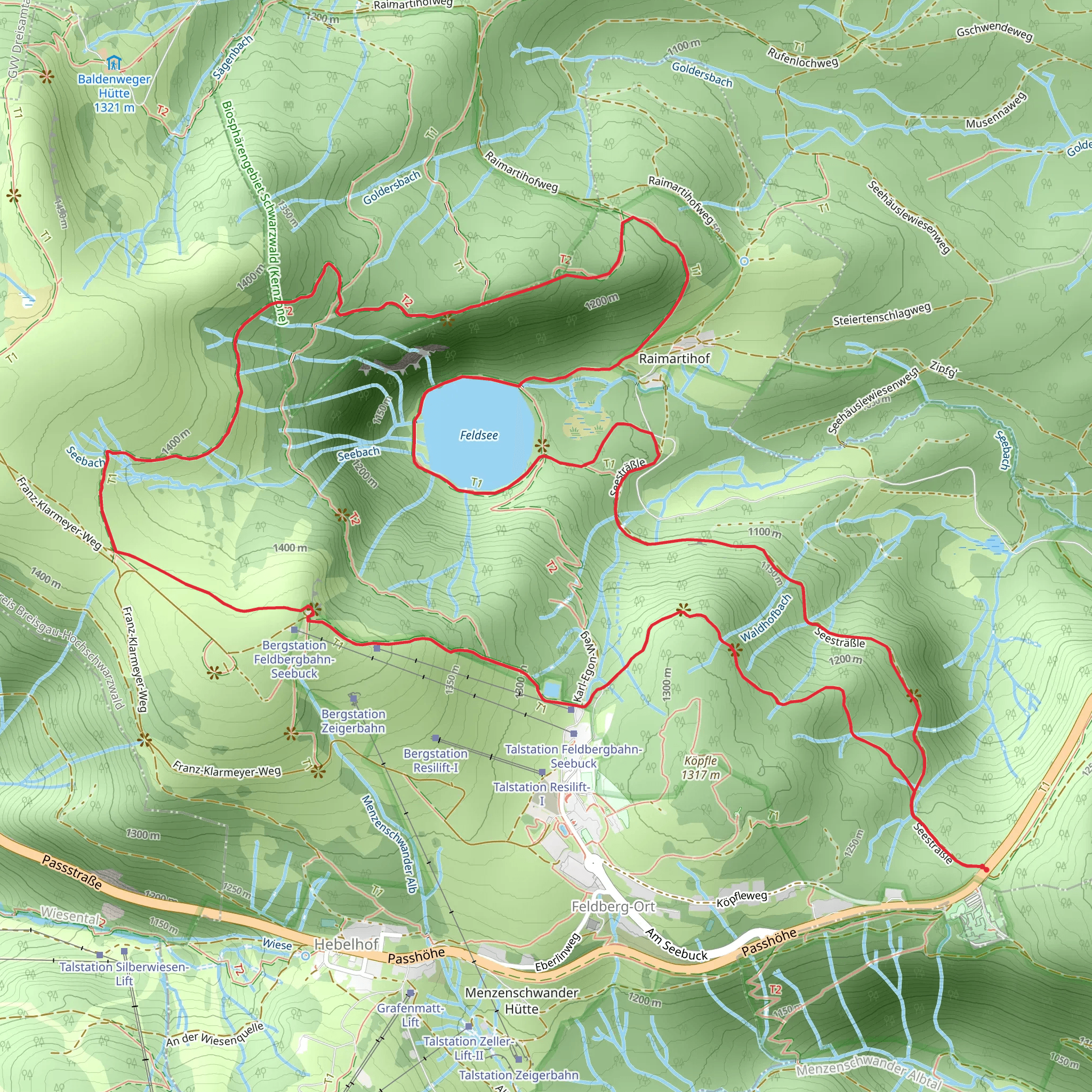 Feldsee Loop via E Maurwer Weg - Seesträßle mobile static map