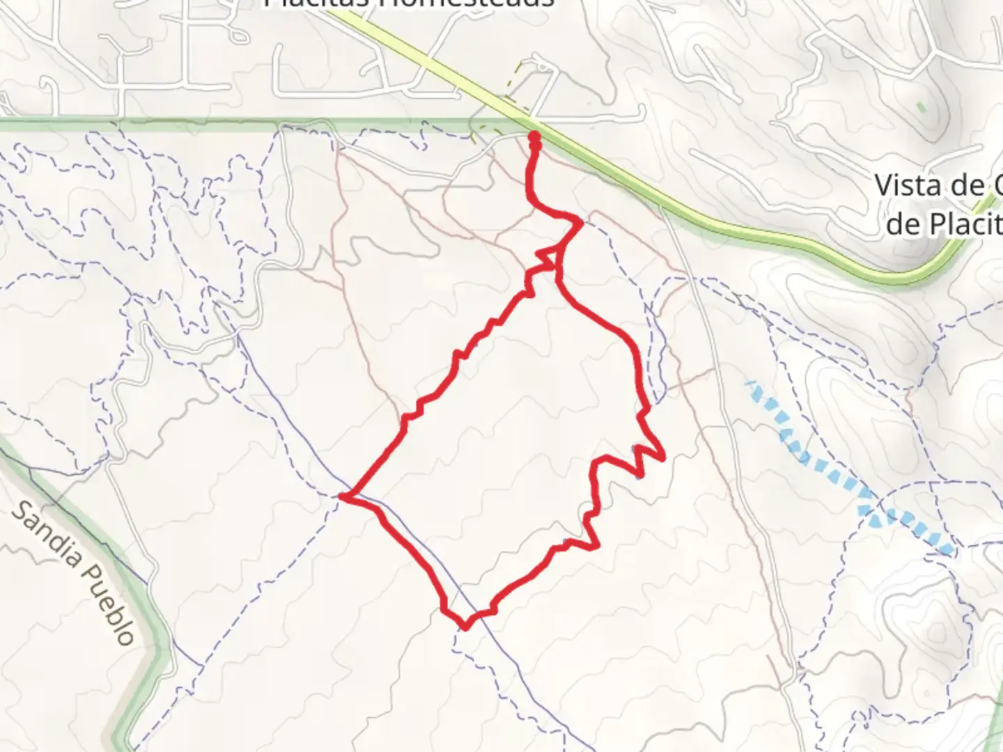 An image depicting the trail Mustang Alley, Fence Line and Bootleg Loop and its surrounding area.