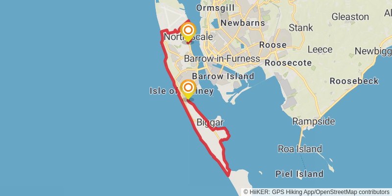 Liverpool South Parkway to Walney Island Walk stage 33 Map