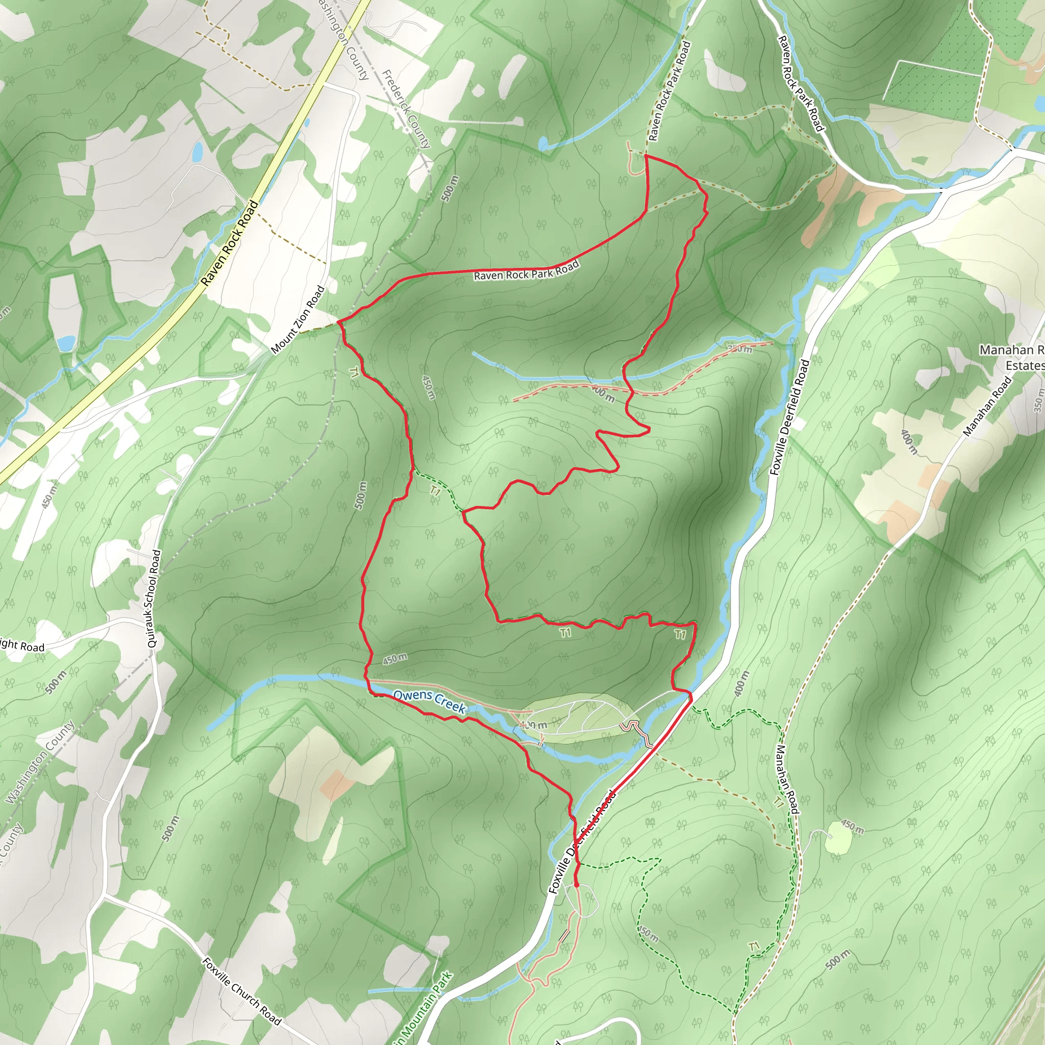 Owens Creek, Adirondack and Catoctin National Recreation Loop Trail mobile static map