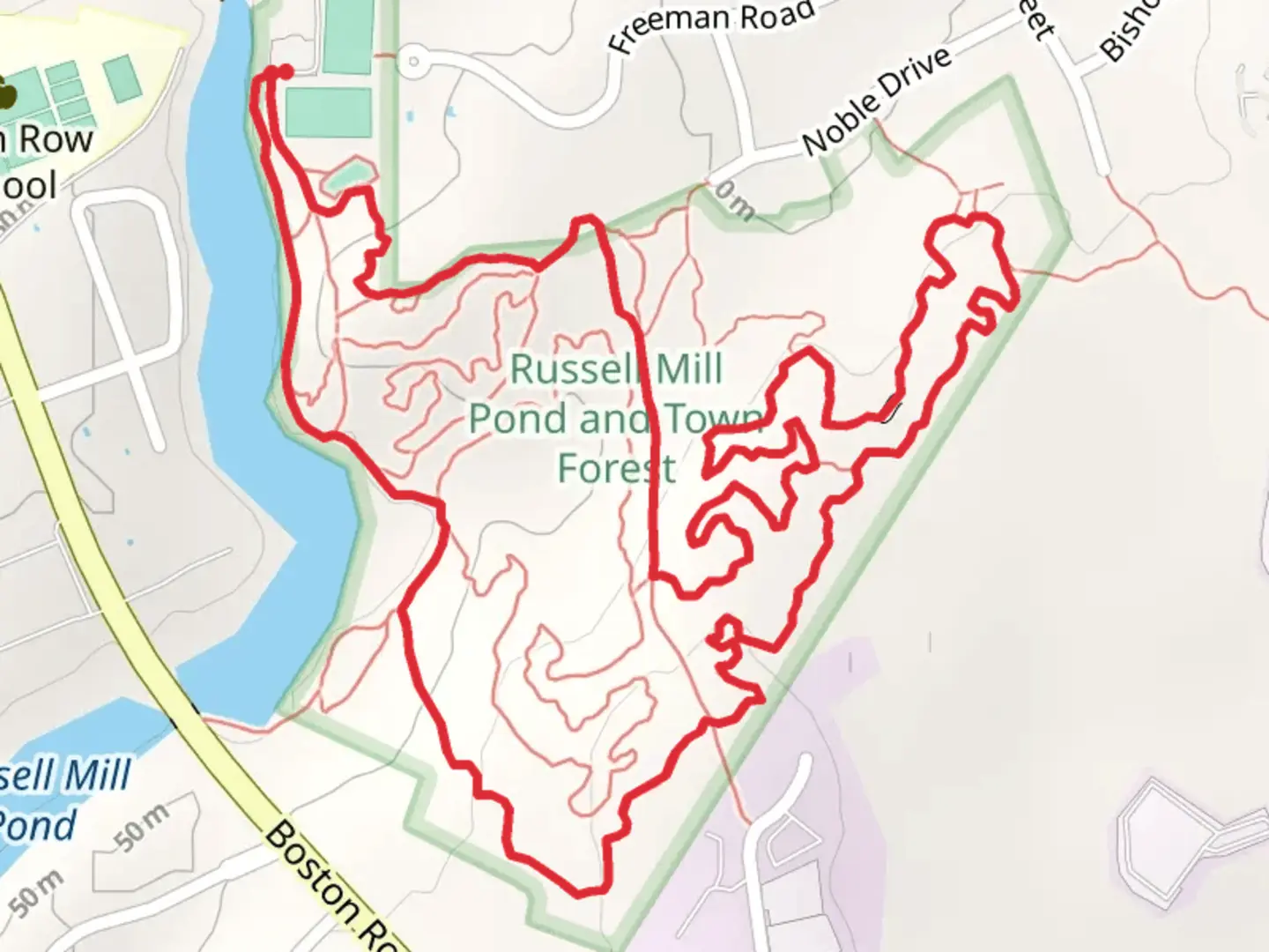 An image depicting the trail Green Birdhouse Loop and its surrounding area.