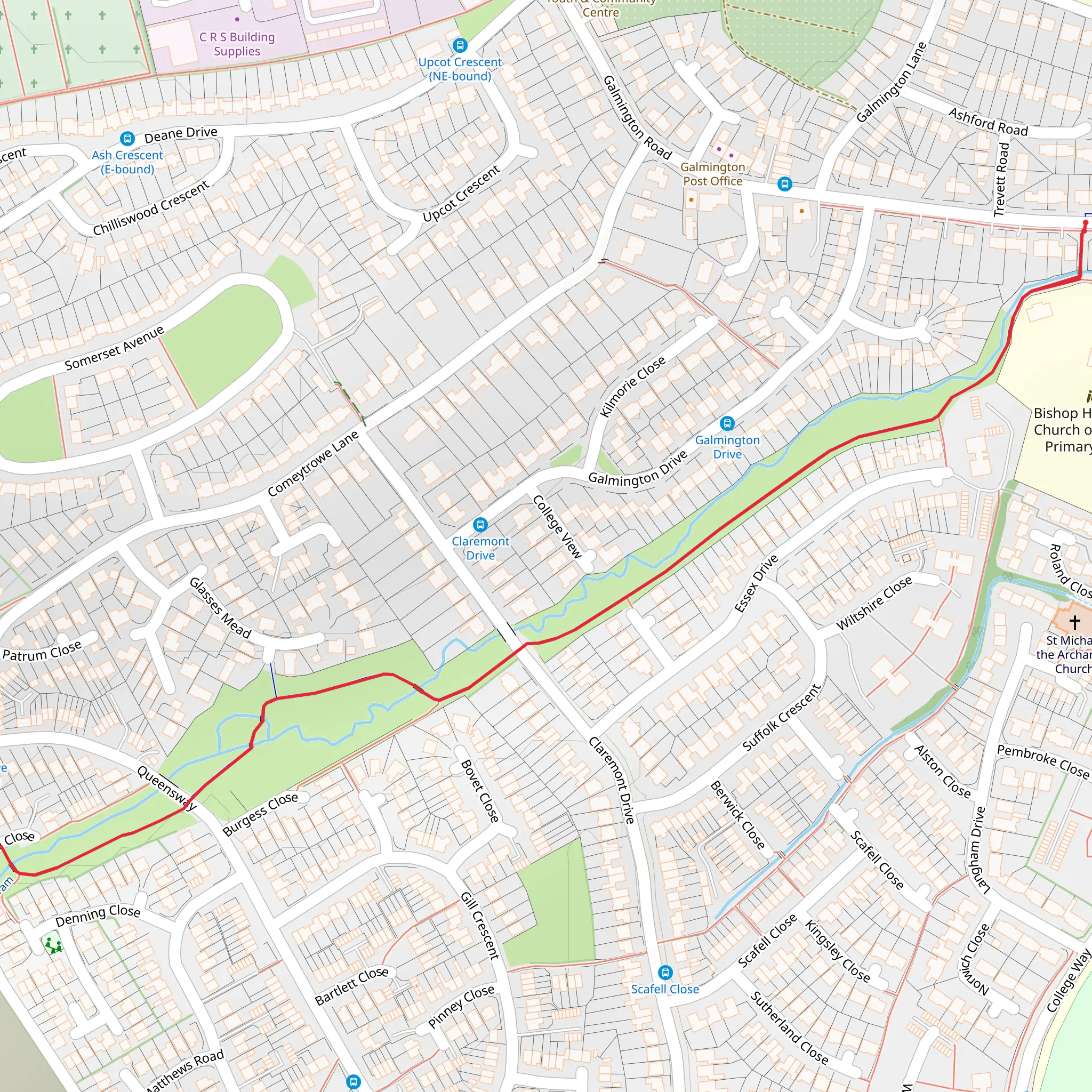Galmington Stream Walk mobile static map