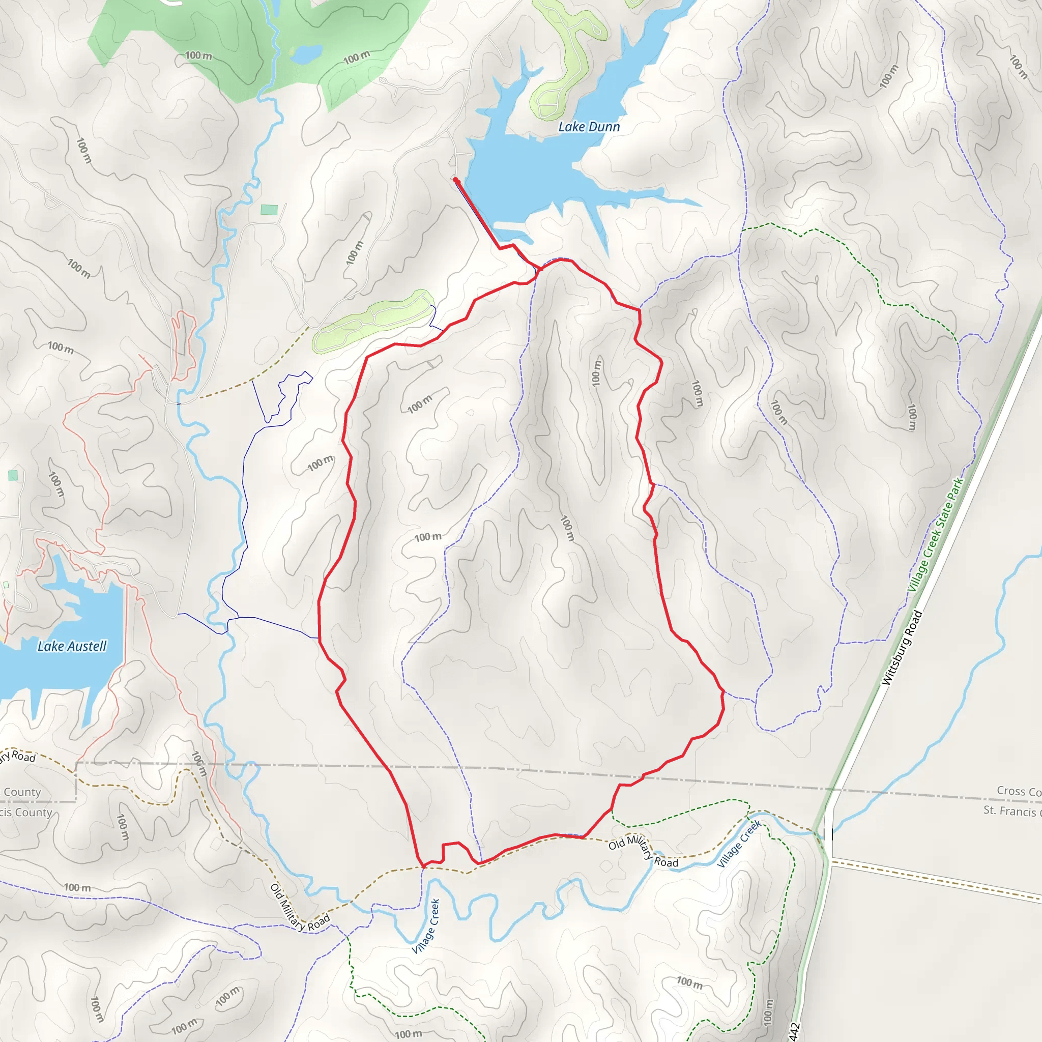 Village Creek State Park Loop mobile static map