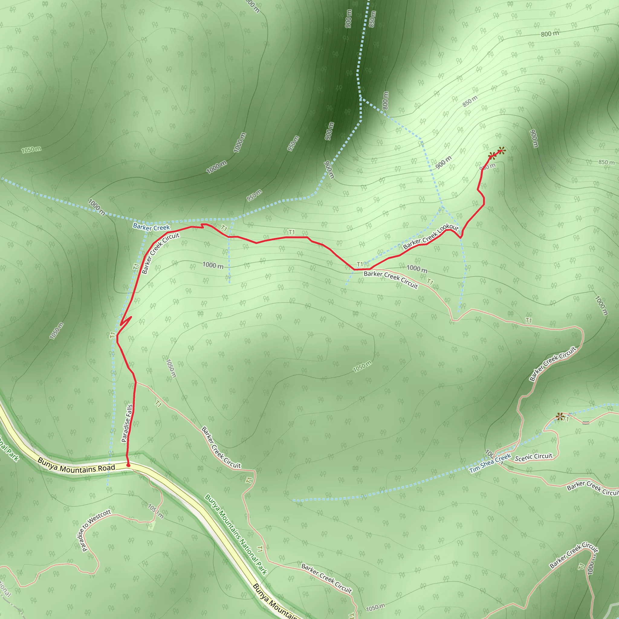 Barker Creek Lookout Track mobile static map