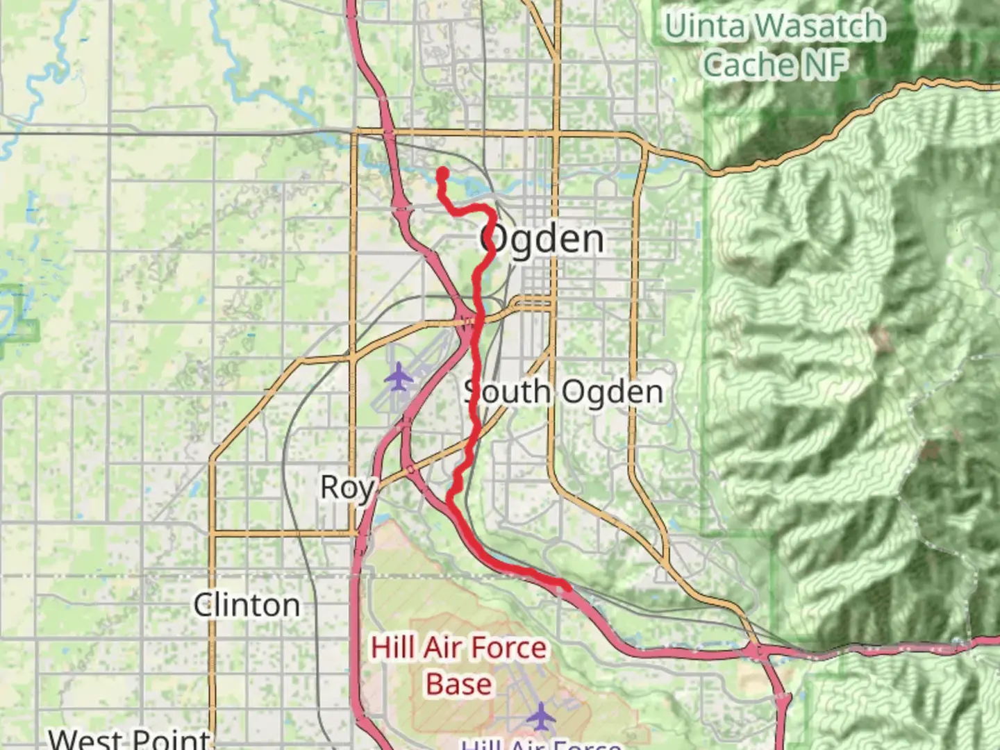 An image depicting the trail Weber River Parkway Out and Back and its surrounding area.