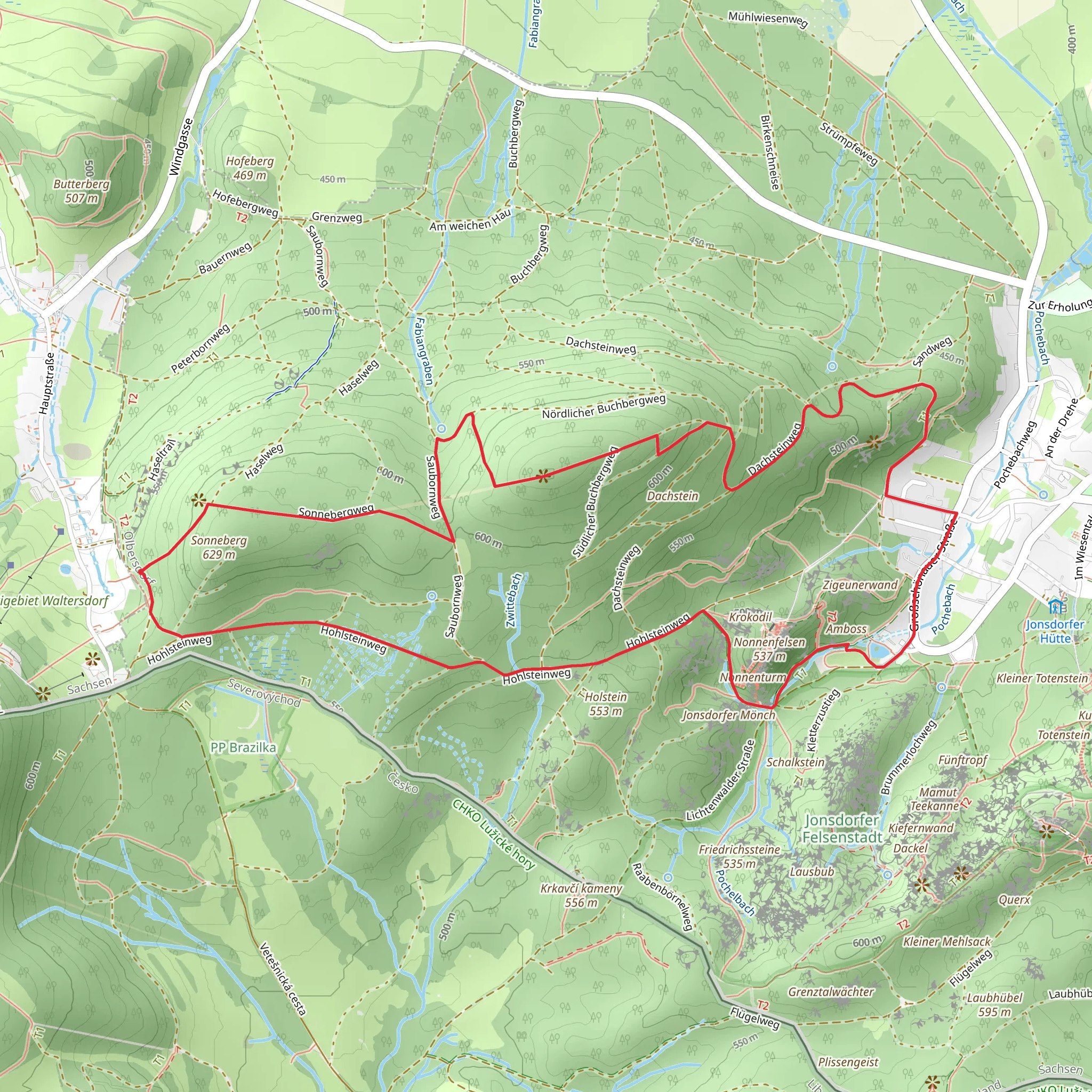 Buchberg, Gondelteich and Skibahnhof Loop via Sonnenbergweg mobile static map