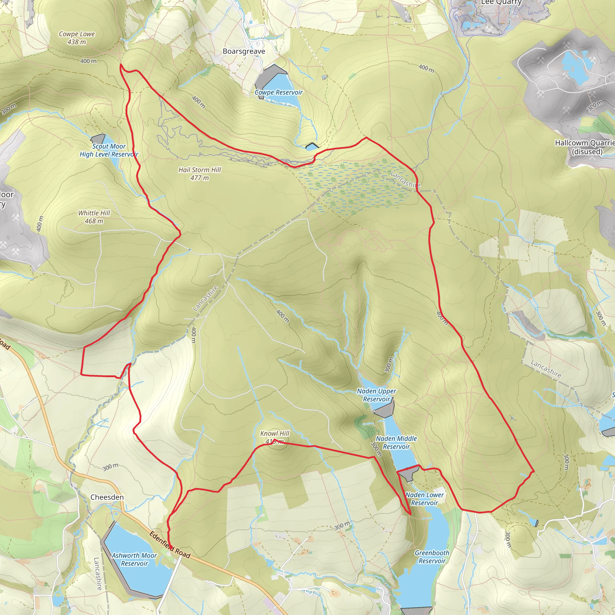 Turf Moor and Black Hill from Ashworth Reservoir mobile static map