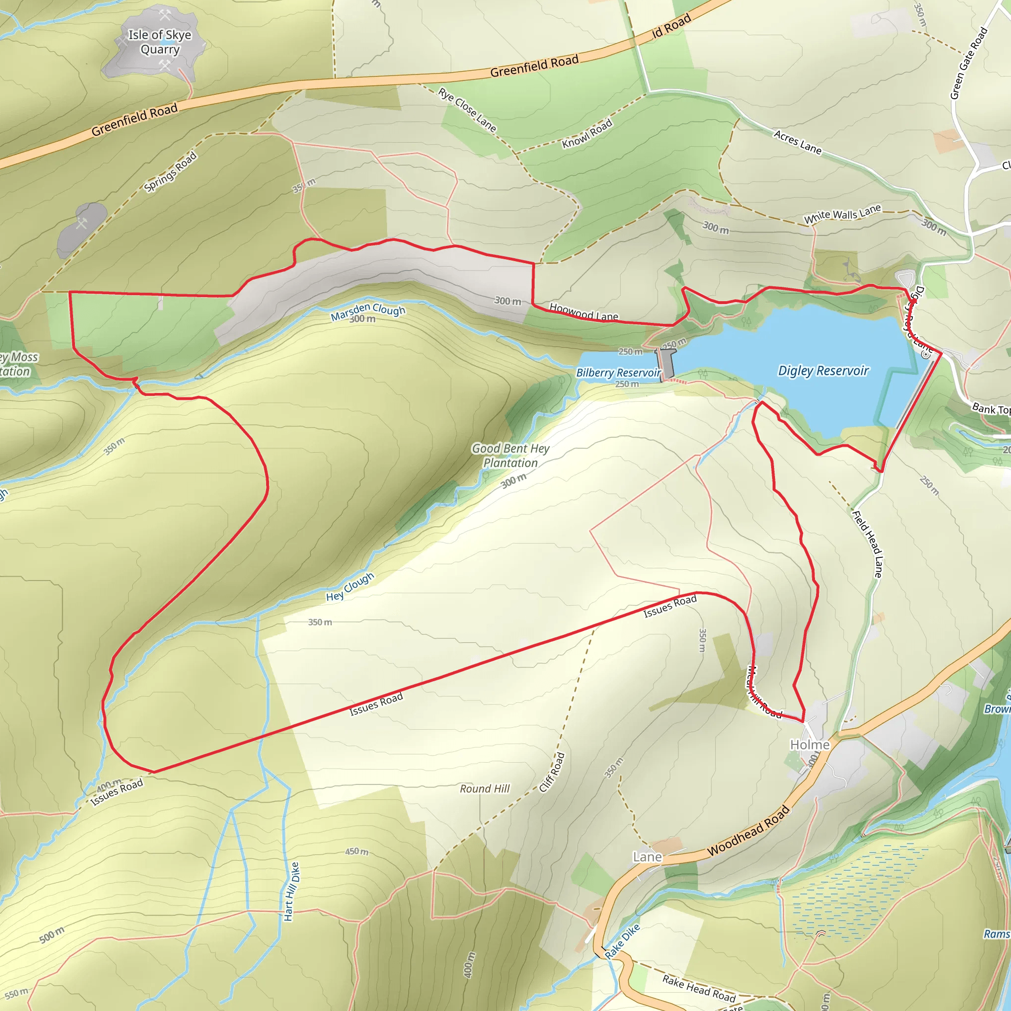 Digley Reservoir mobile static map