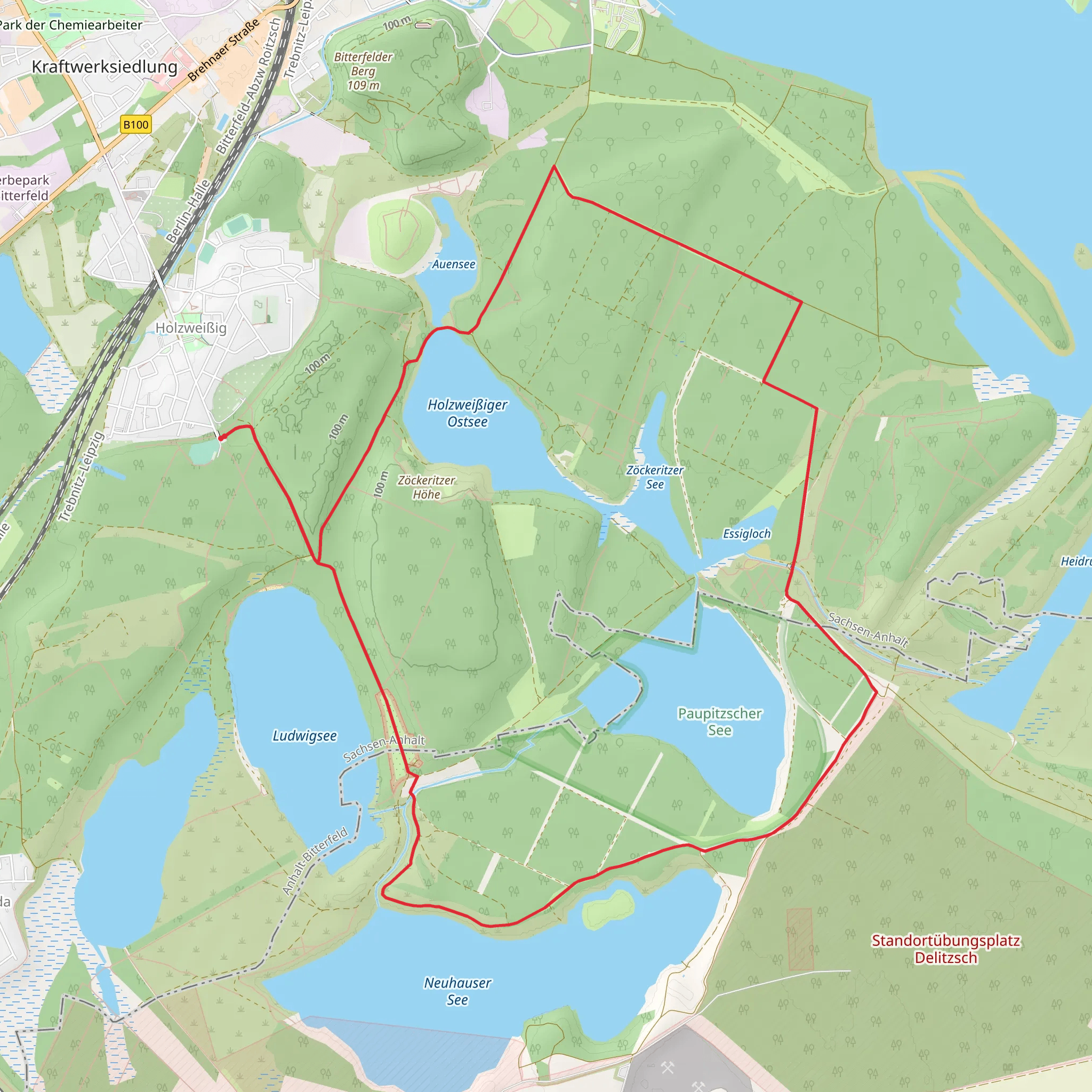 Holzweißiger Ostsee and Paupitzscher See Loop mobile static map