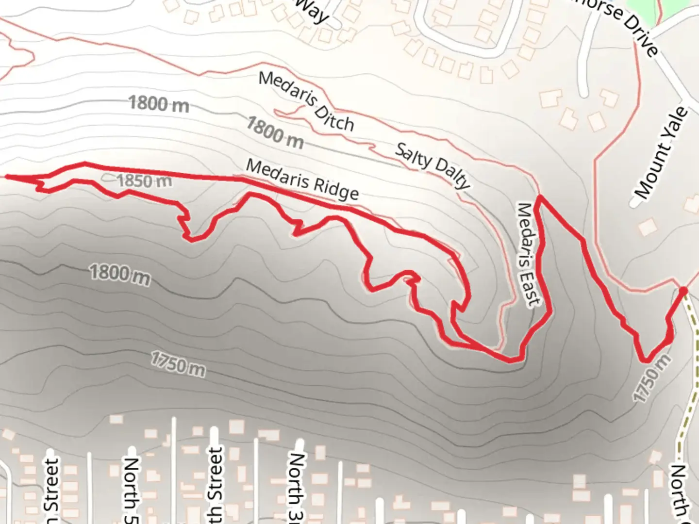 An image depicting the trail Pubview and Medaris Ridge Loop and its surrounding area.