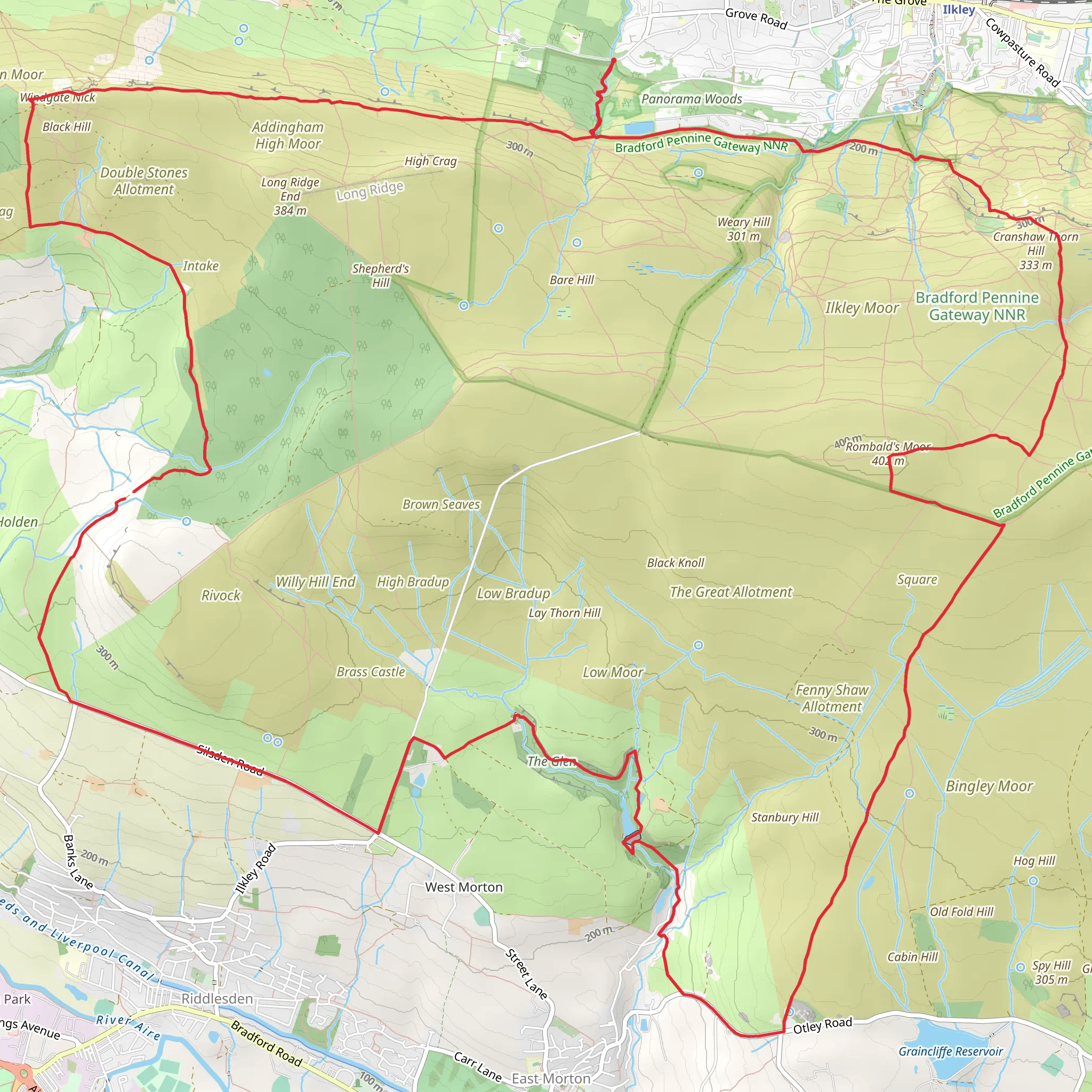 Ilkley Moor - Swastika Stone - Doubler Stones and Rombalds Moor mobile static map