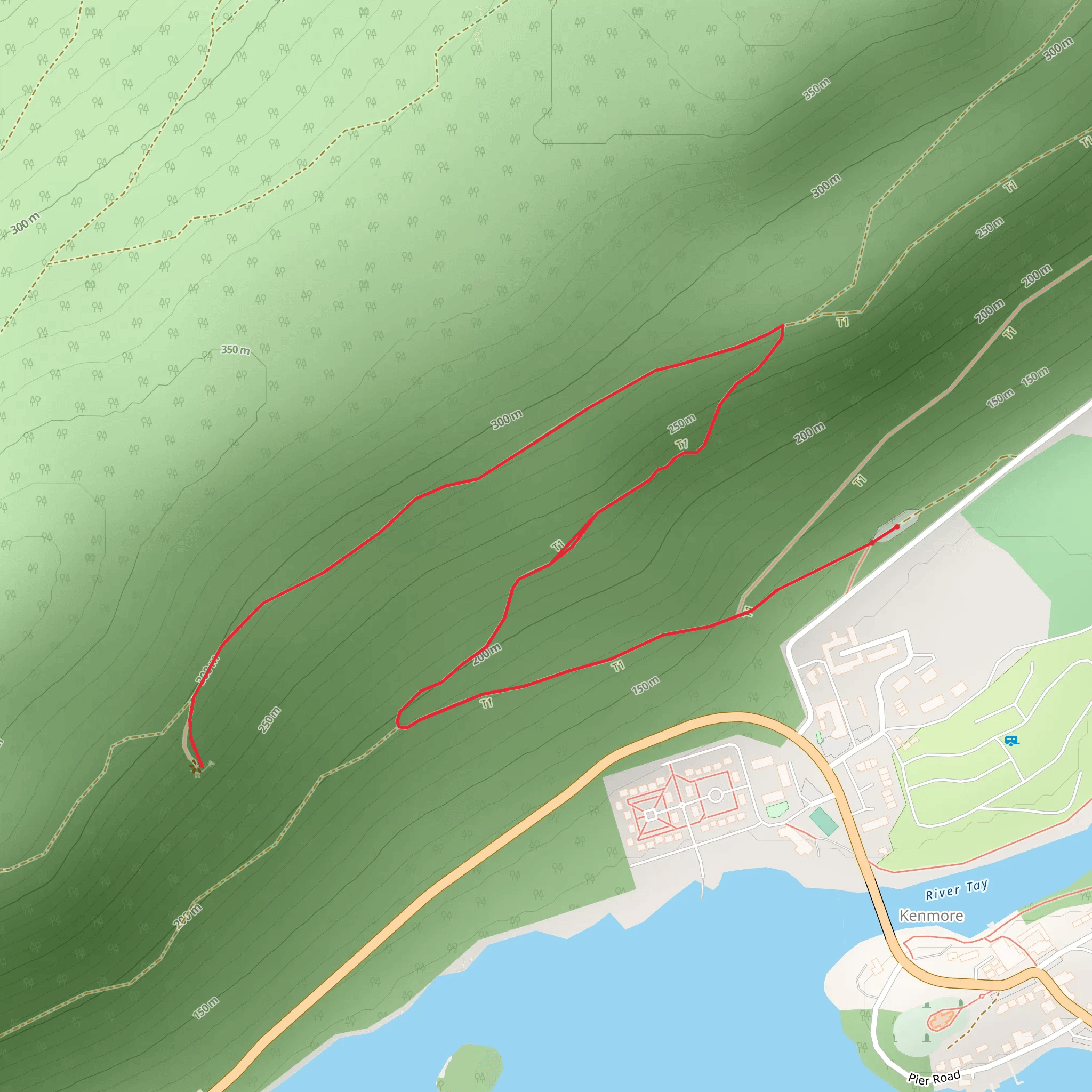 Black Rock Trail from Loch Tay mobile static map