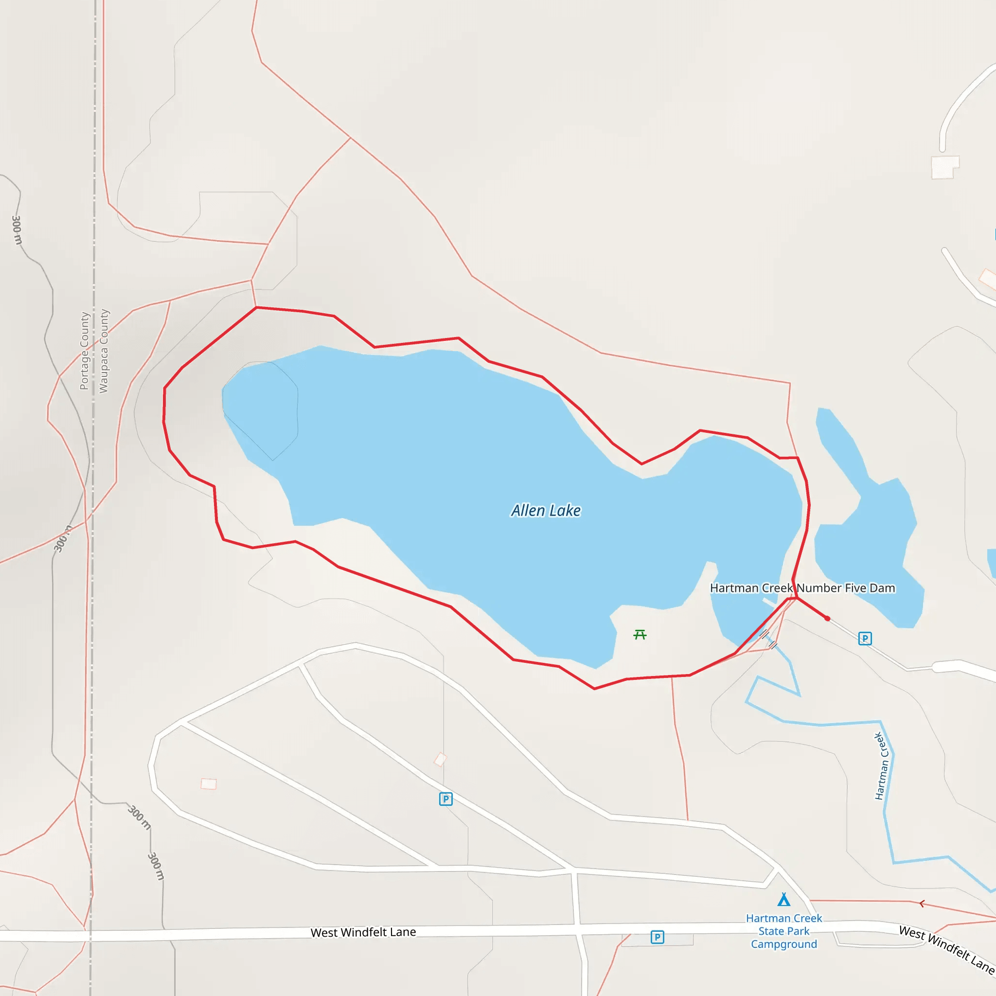 Allen Lake Loop mobile static map
