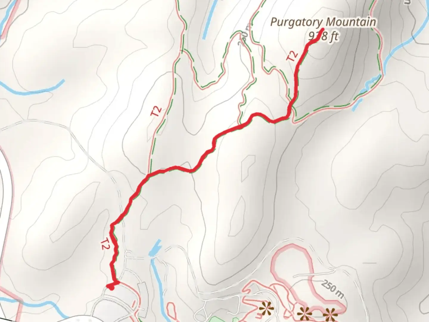 An image depicting the trail Purgatory Mountain and its surrounding area.