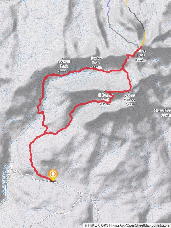 El Diente Peak, Wilson Peak and Navajo Lake via Kilpacker Basin and Navajo Lake Trail