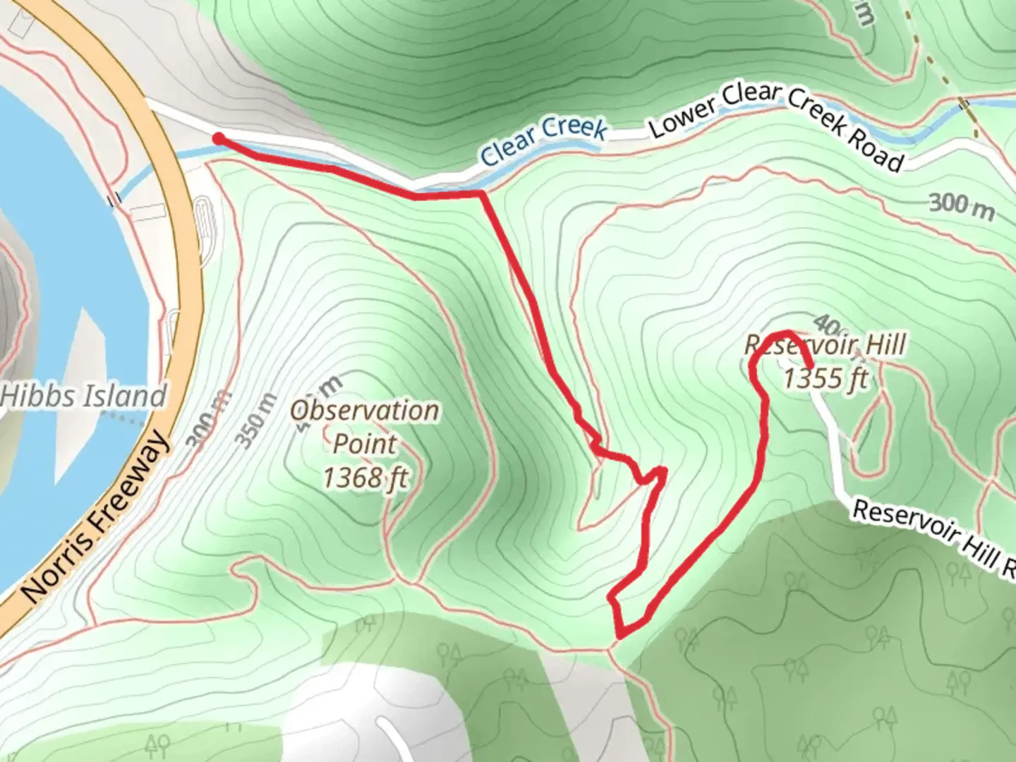 An image depicting the trail Reservoir Hill via Reservoir Hill Trail and its surrounding area.