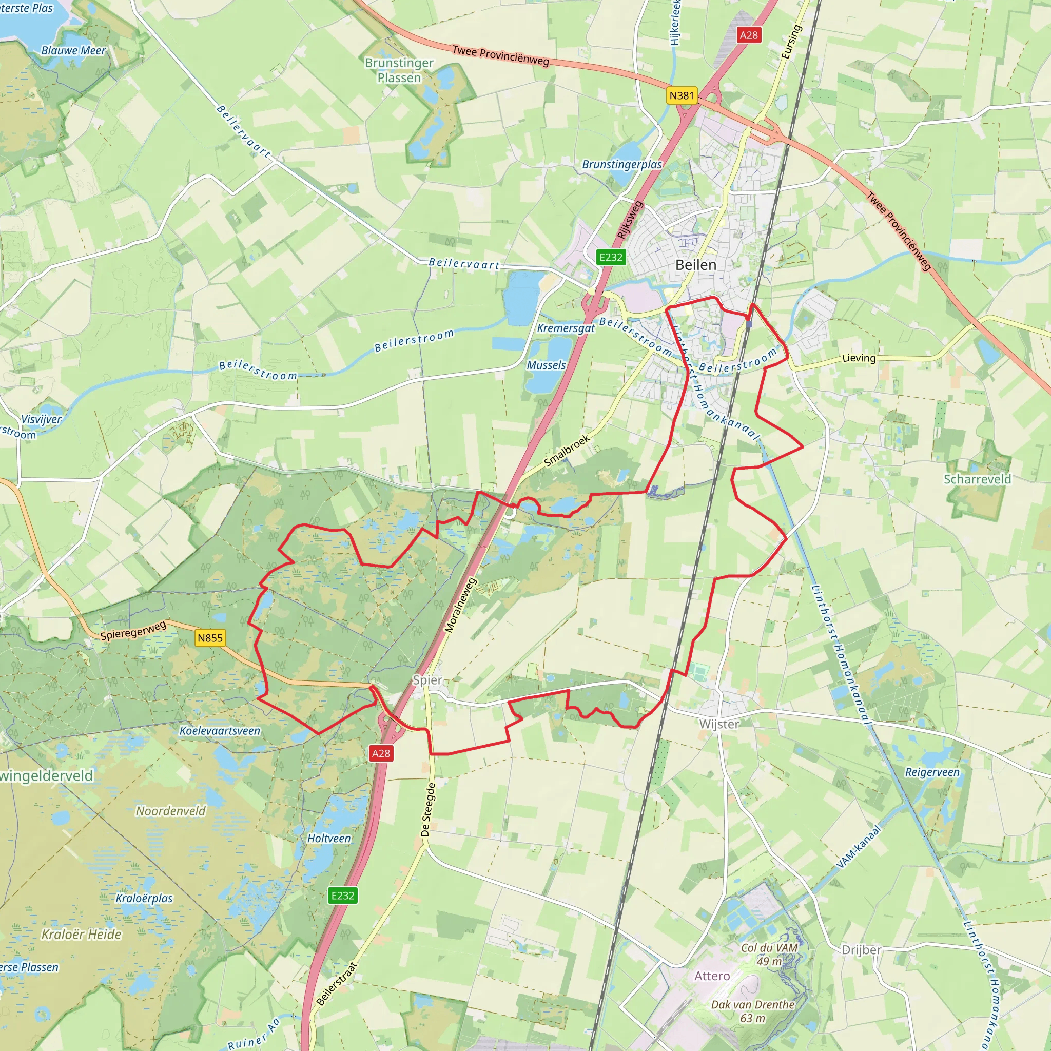 Ter Horsterzand, Witten veen and Groote Veen Loop mobile static map