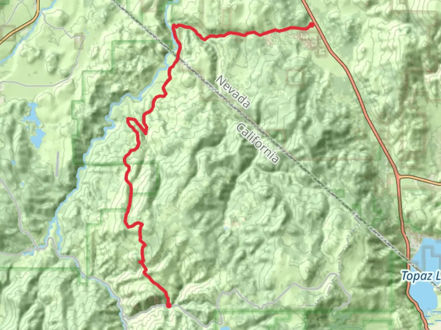 An image depicting the trail Loope Canyon Road to Young's Crossing Road and its surrounding area.