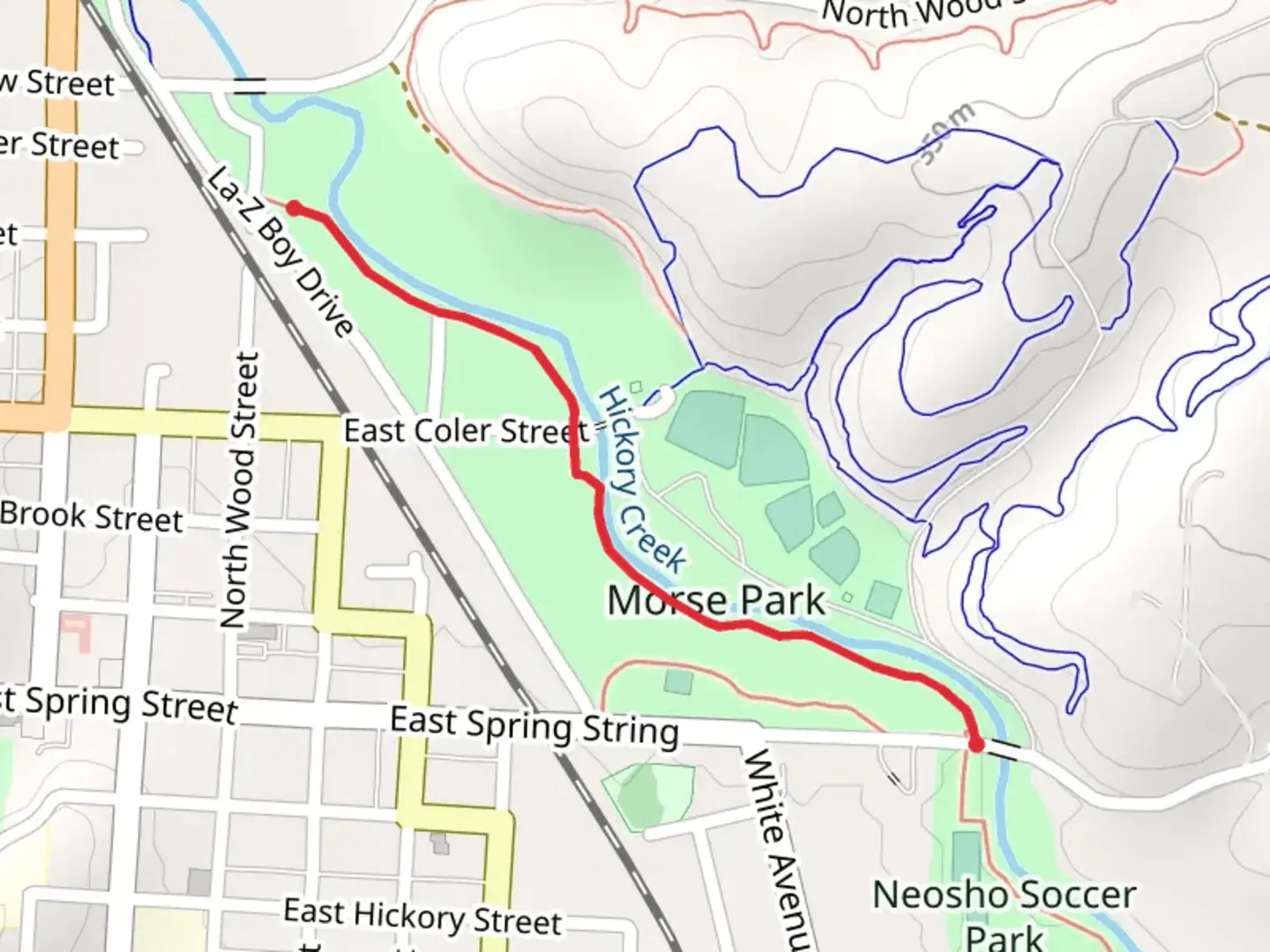 An image depicting the trail Morse Park Walk and its surrounding area.