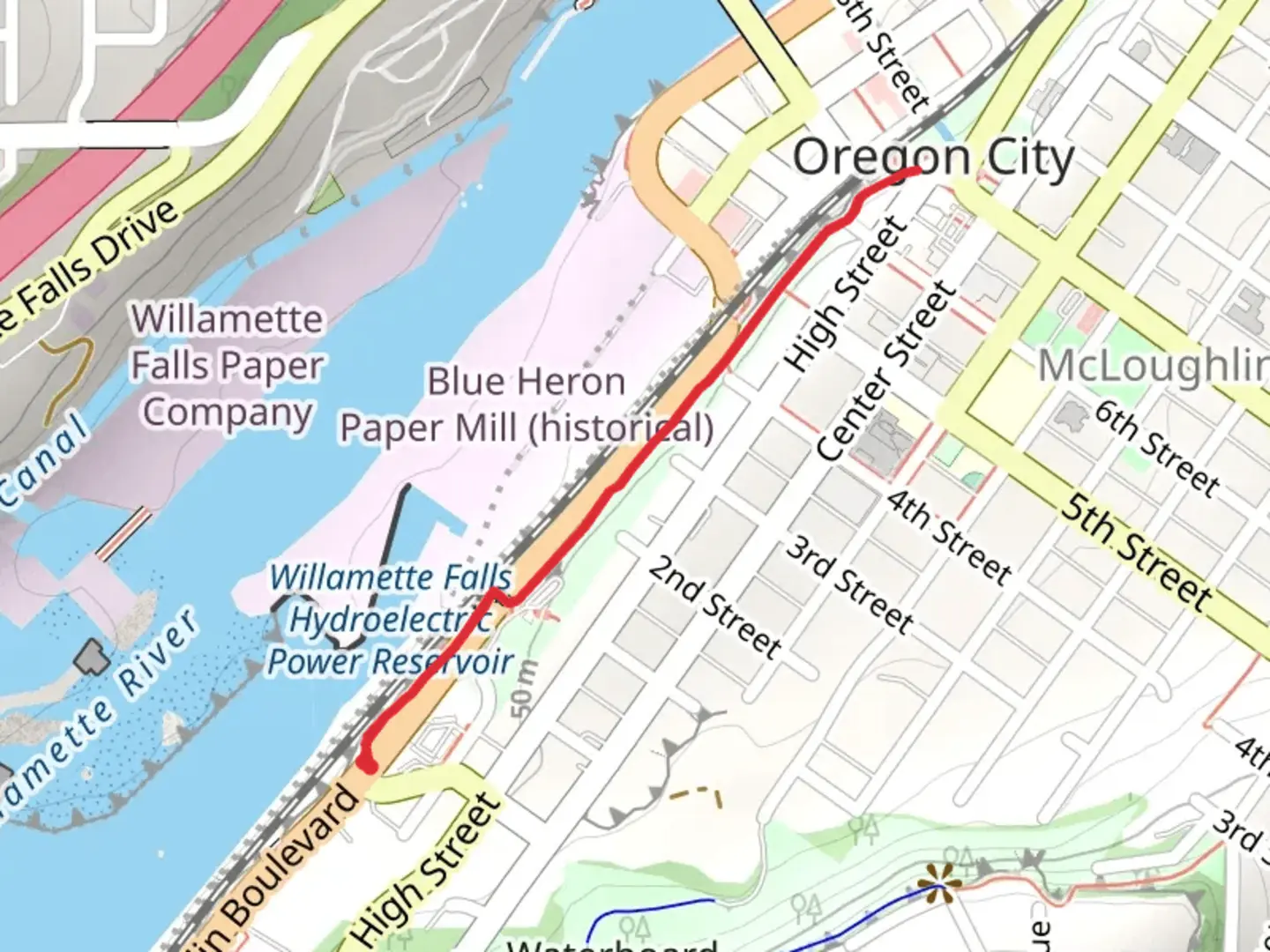 An image depicting the trail McLoughlin Promenade and its surrounding area.