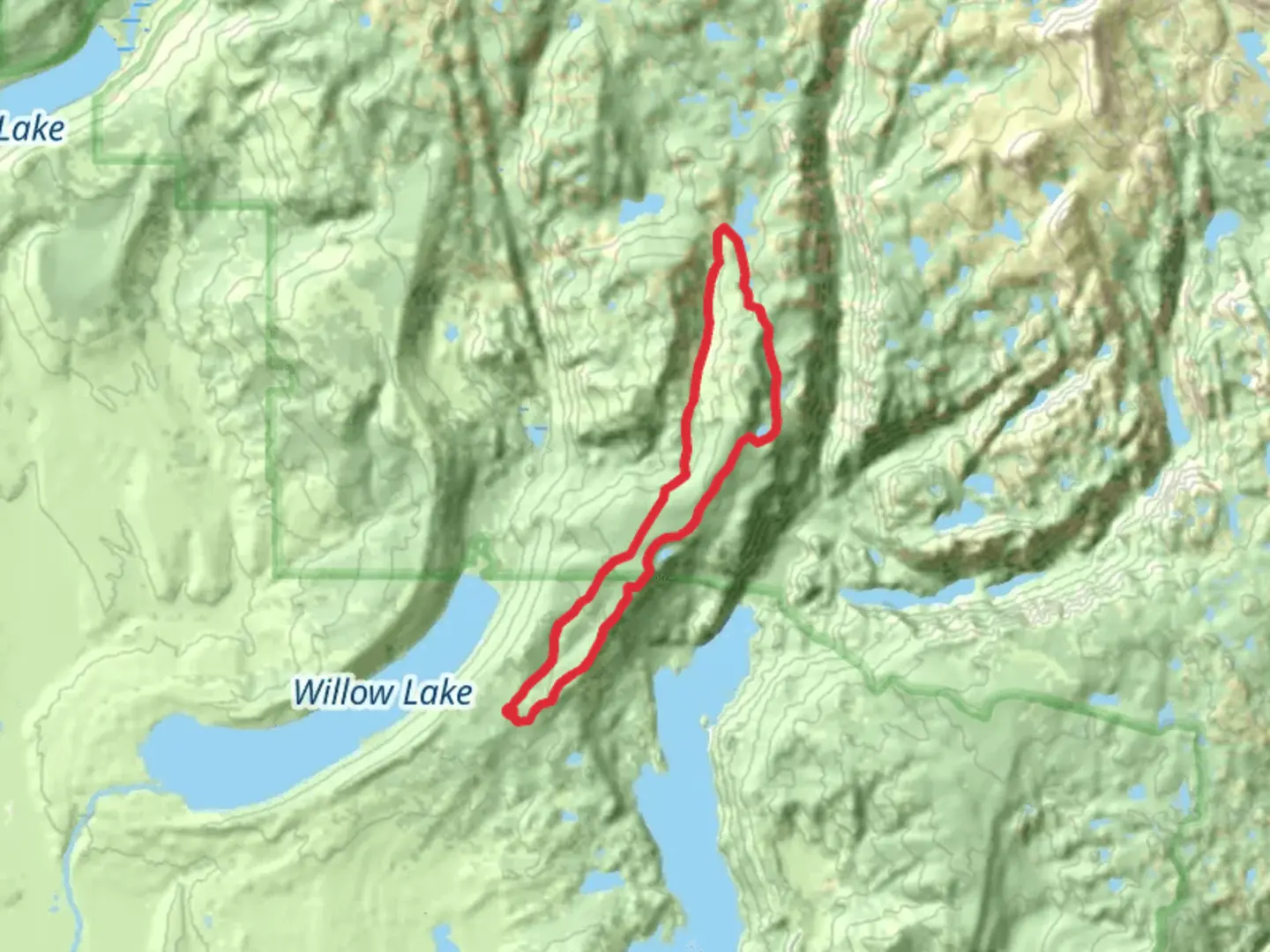 An image depicting the trail Trapper Creek, Trapper Lake and Prospector Lake Loop and its surrounding area.