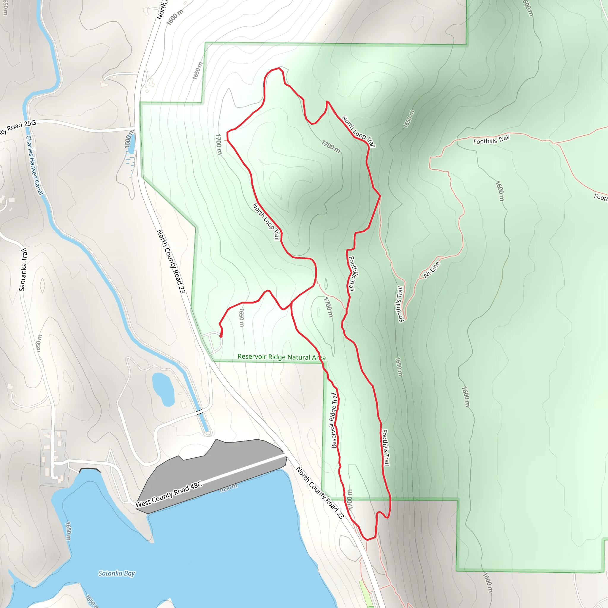 Reservoir Ridge - Foothills - North Loop Trail mobile static map