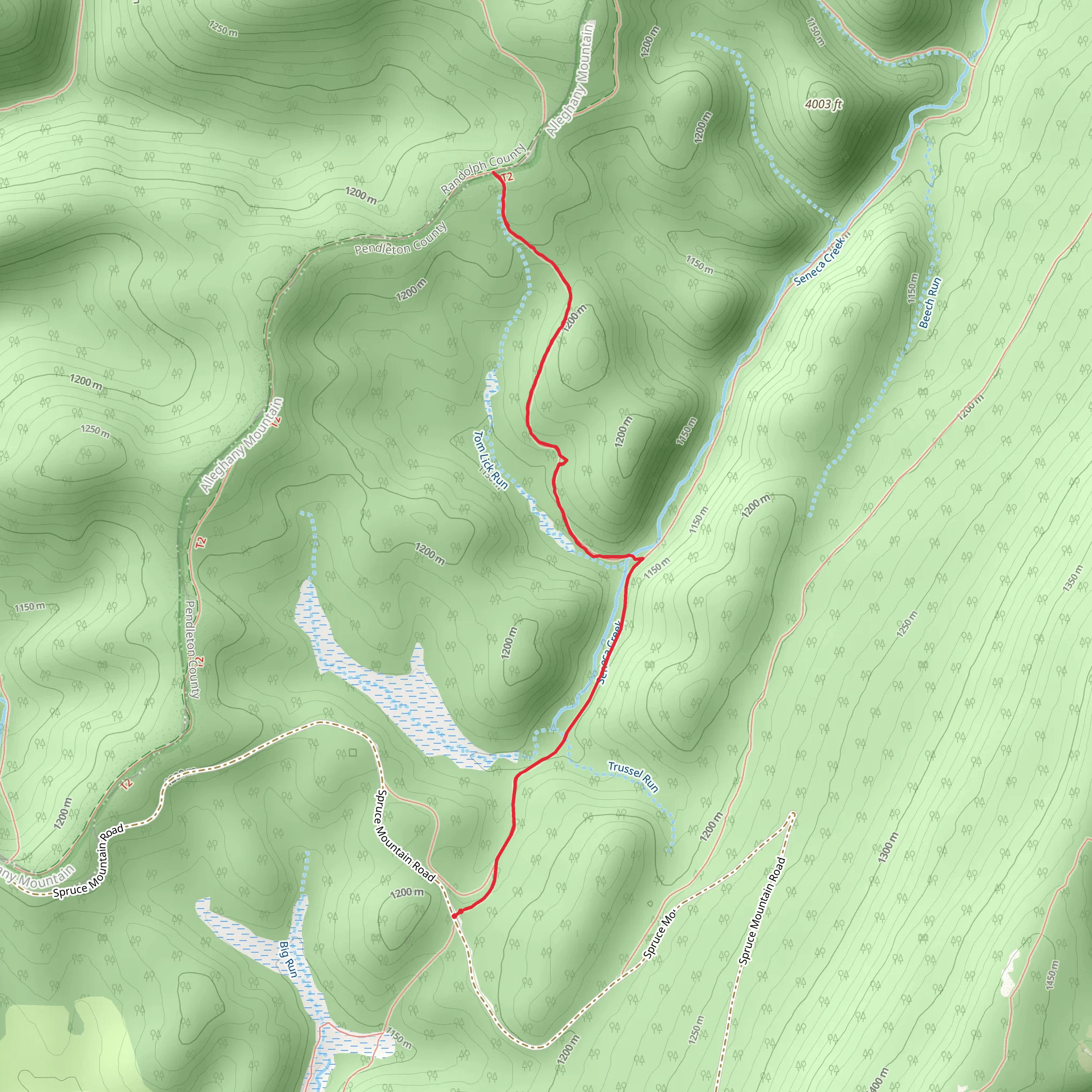 Tom Lick Trail via Seneca Creek Trail mobile static map