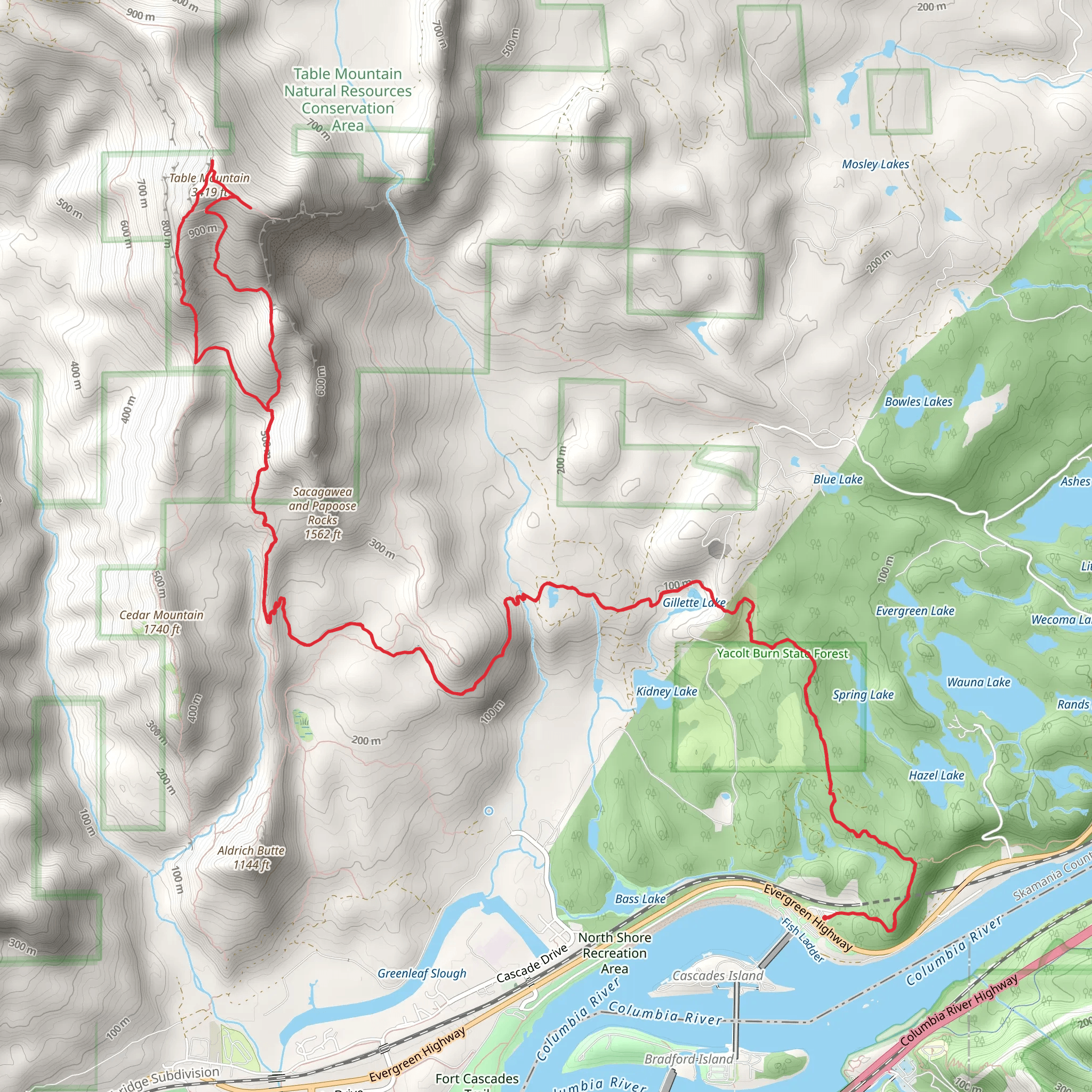 Table Mountain and Gillette Lake via Pacific Crest Trail mobile static map